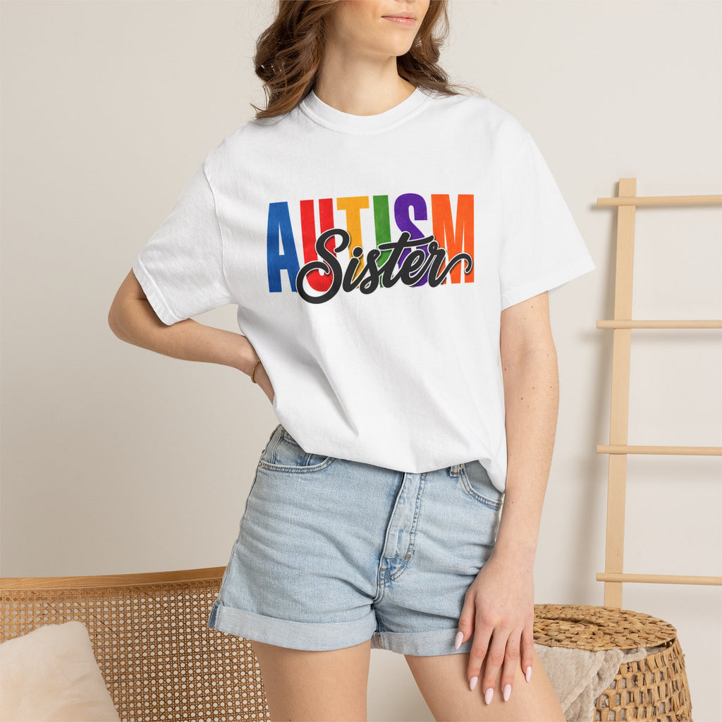 Autism Sister Shirt Proud Autism Sister T Shirt Autism Awareness Autism Acceptance Gift Puzzle Heart Special Needs Sibling Tee