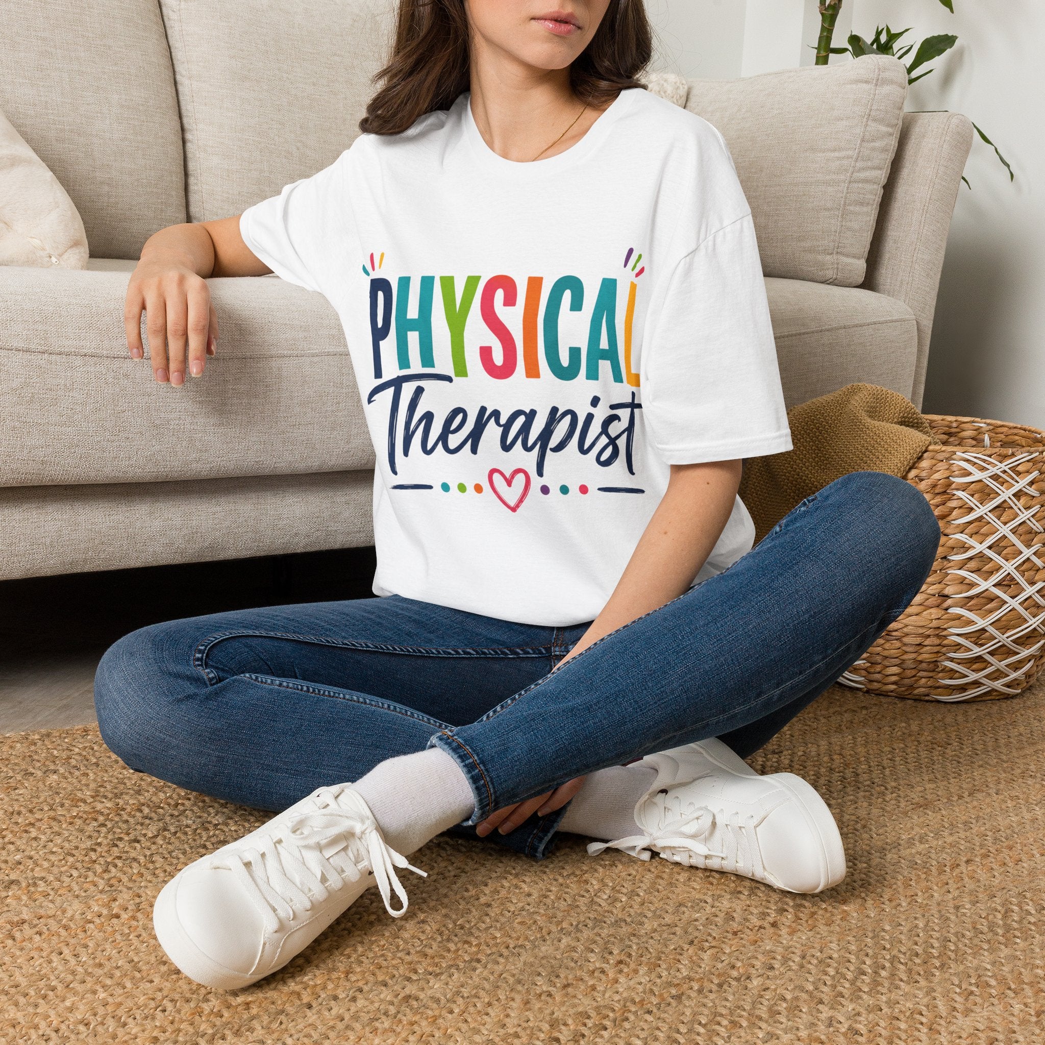 Physical Therapist Shirt | Colorful Typography Heart T-Shirt | Physical Therapy Gift | Healthcare Professional Apparel | Therapist Shirt