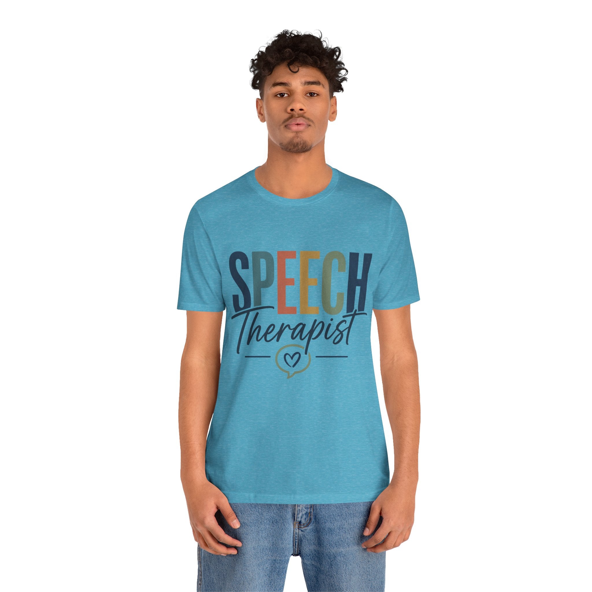 Speech Therapist Shirt | SLP T-Shirt | Heart Typography Graphic Tee | Speech Language Pathologist Gift | Therapist Appreciation Apparel