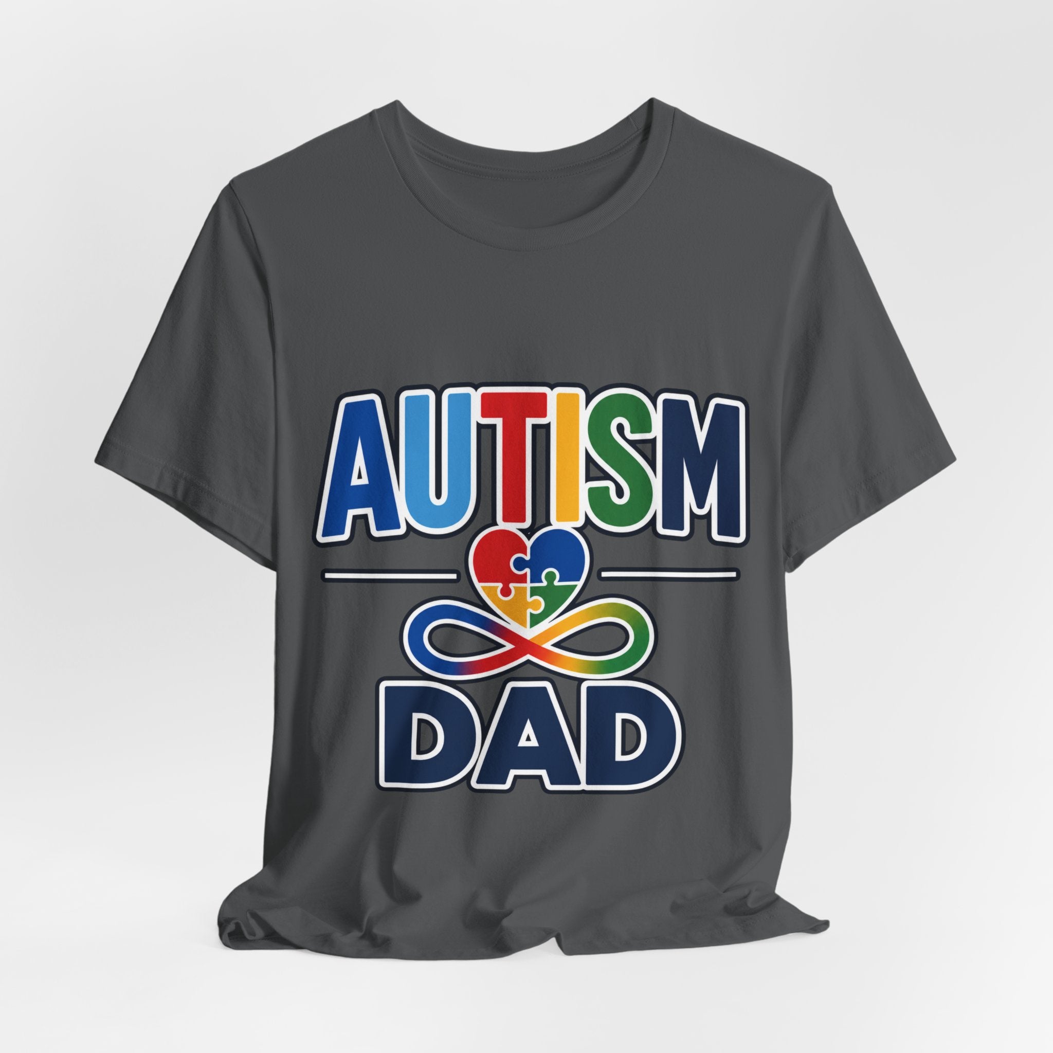 Autism Dad Shirt | Proud Autism Father T-Shirt | Colorful Puzzle Heart Infinity Design | Autism Awareness Gift for Dad | Autism Acceptance Tee