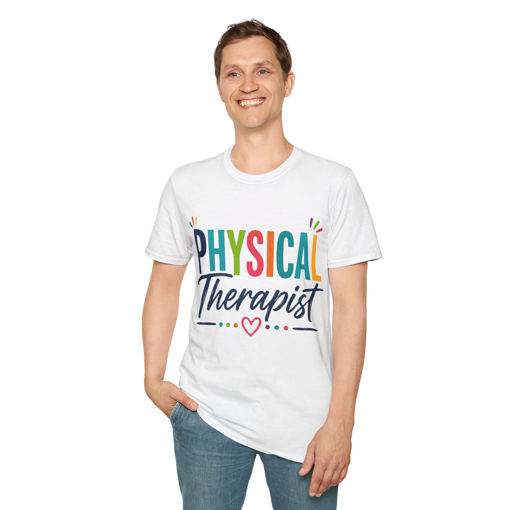 Physical Therapist Shirt | Colorful Typography Heart T-Shirt | Physical Therapy Gift | Healthcare Professional Apparel | Therapist Shirt