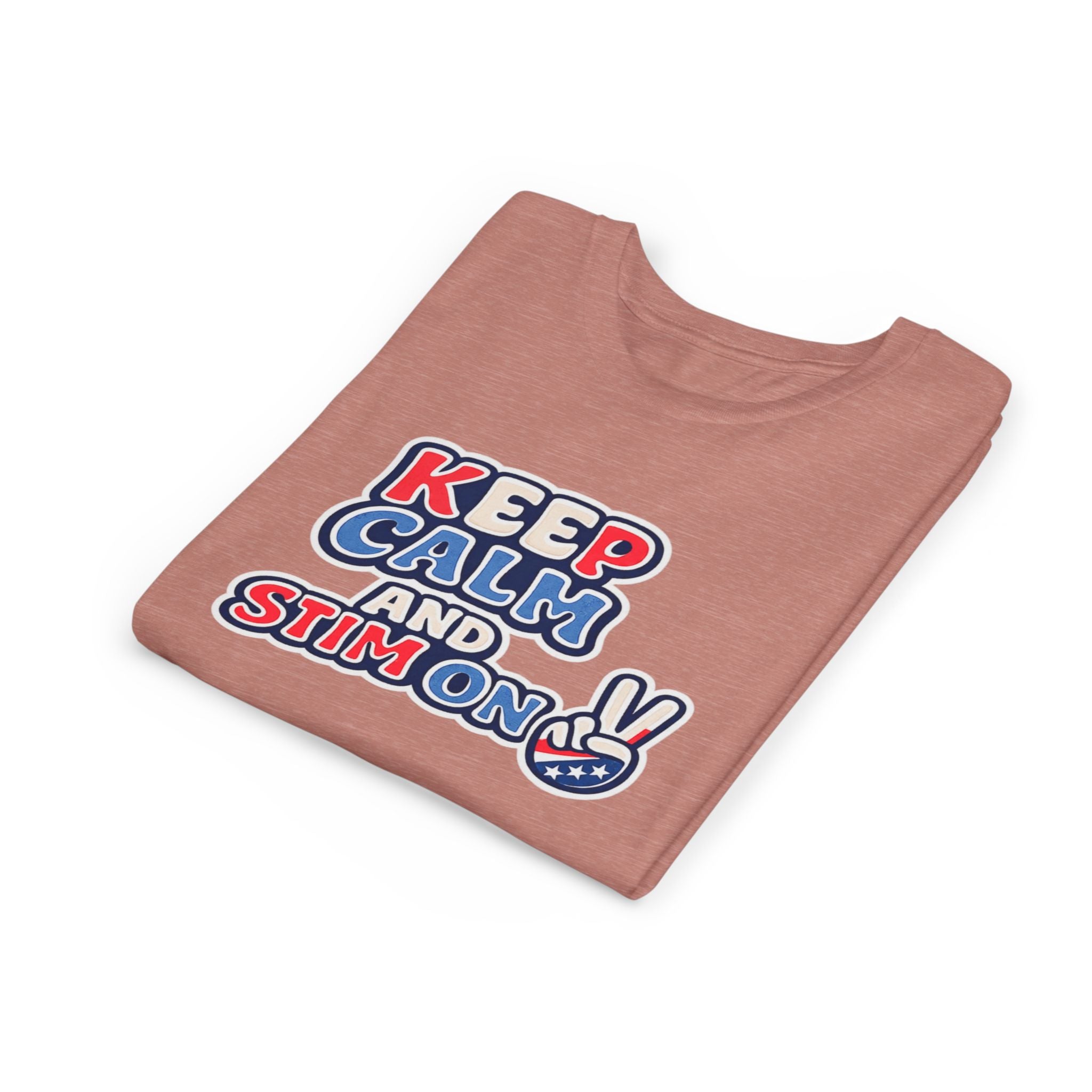 Keep Calm and Stim On Youth Shirt Autism Awareness T Shirt Peace Sign Tee Neurodivergent Kids Sensory Shirt Special Needs Gift