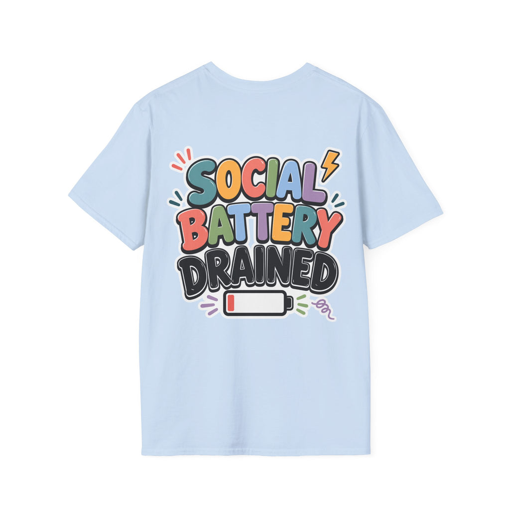 Social Battery Drained Shirt | Funny Introvert T-Shirt | Social Anxiety Graphic Tee | Mental Health Humor Shirt | Unisex Gift