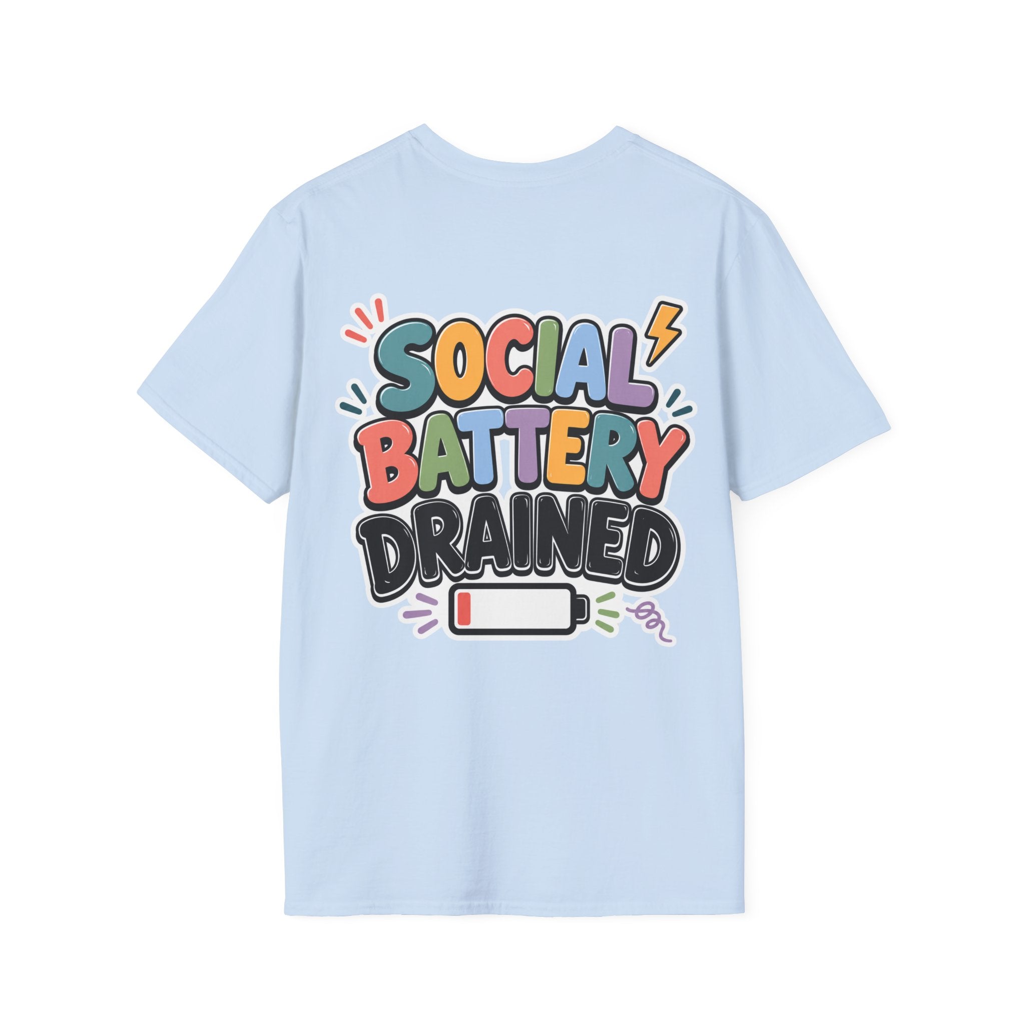 Social Battery Drained Shirt | Funny Introvert T-Shirt | Social Anxiety Graphic Tee | Mental Health Humor Shirt | Unisex Gift
