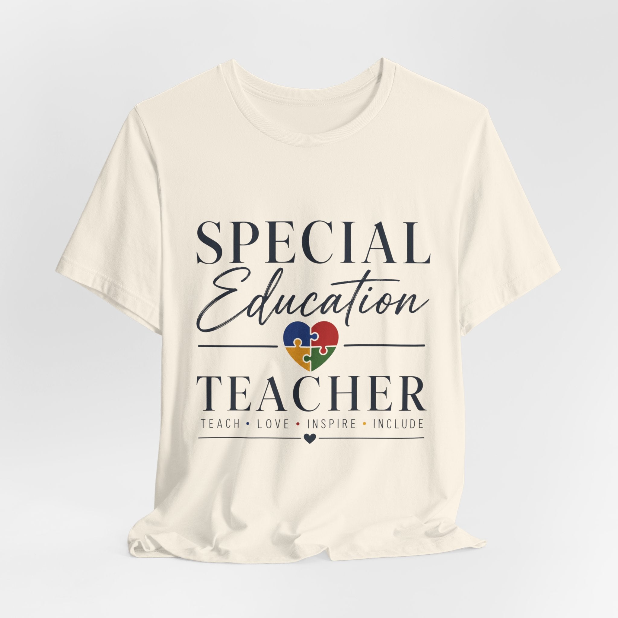 Special Education Teacher Shirt | Teach Love Inspire T-Shirt | Puzzle Heart Graphic Tee | Autism Acceptance Gift | Inclusive Teacher
