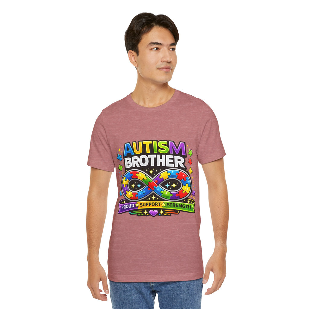 Autism Brother Infinity Puzzle Ribbon T-Shirt | Proud Support Strength