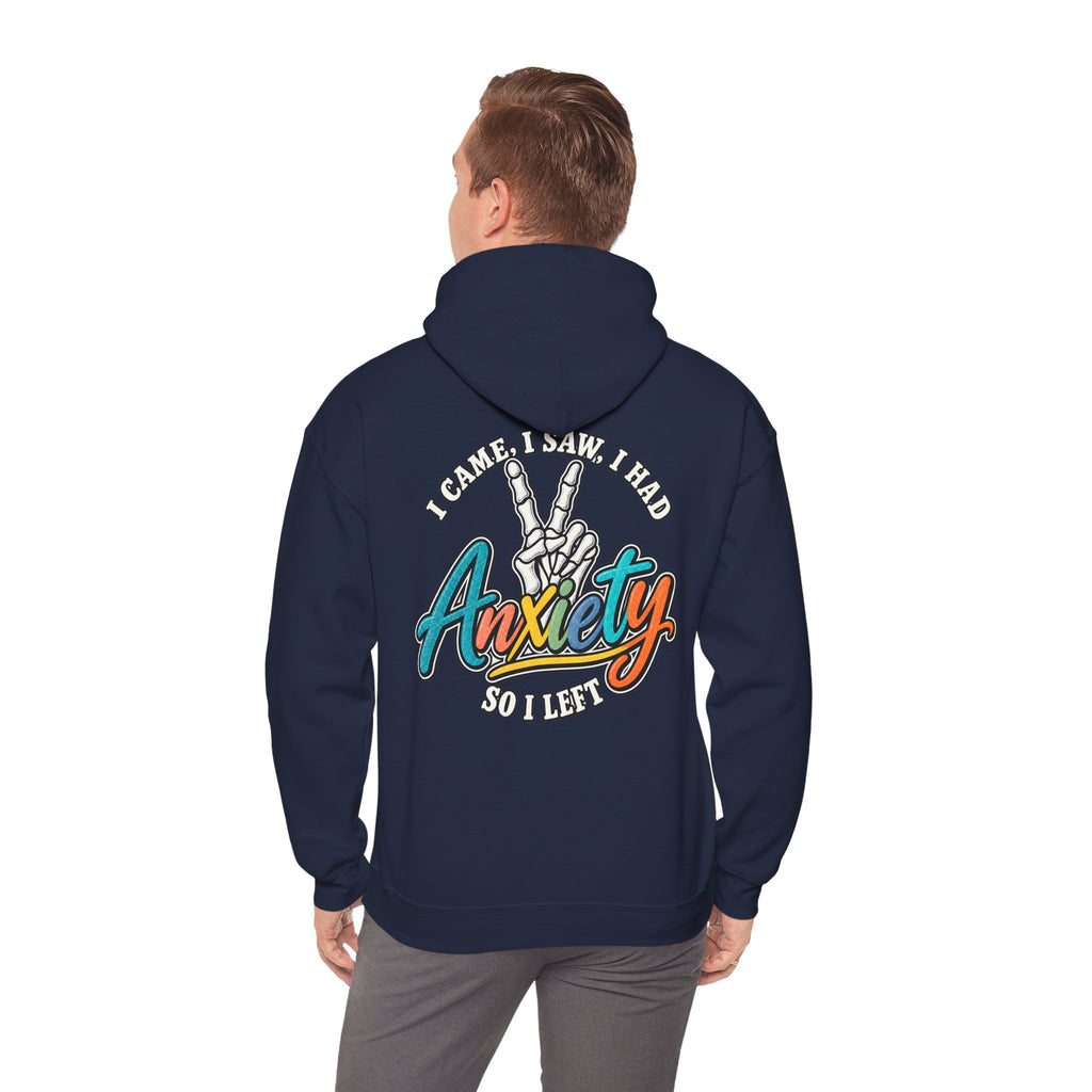 I Came I Saw I Had Anxiety Hoodie, Peace Hand Colorful Script Sweatshirt, Funny Mental Health Crewneck, Anxiety Humor Gift