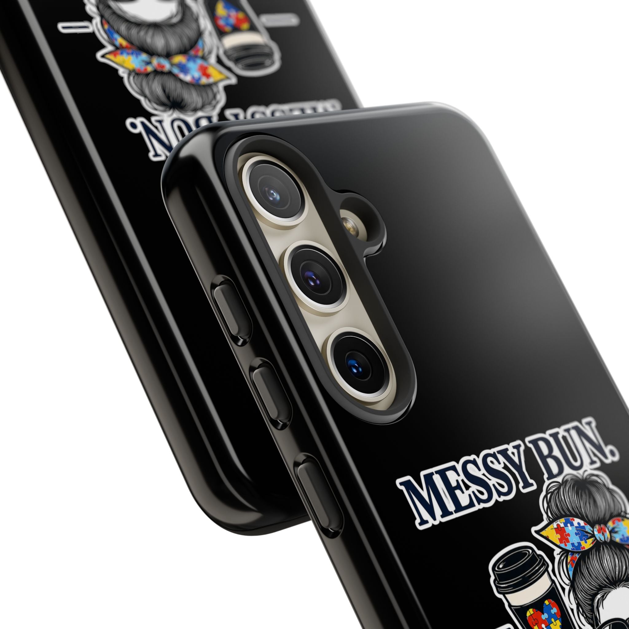 Autism Mom Phone Case Messy Bun Coffee Mom Life Tough Case Autism Acceptance iPhone Samsung Case Special Needs Mom Gift