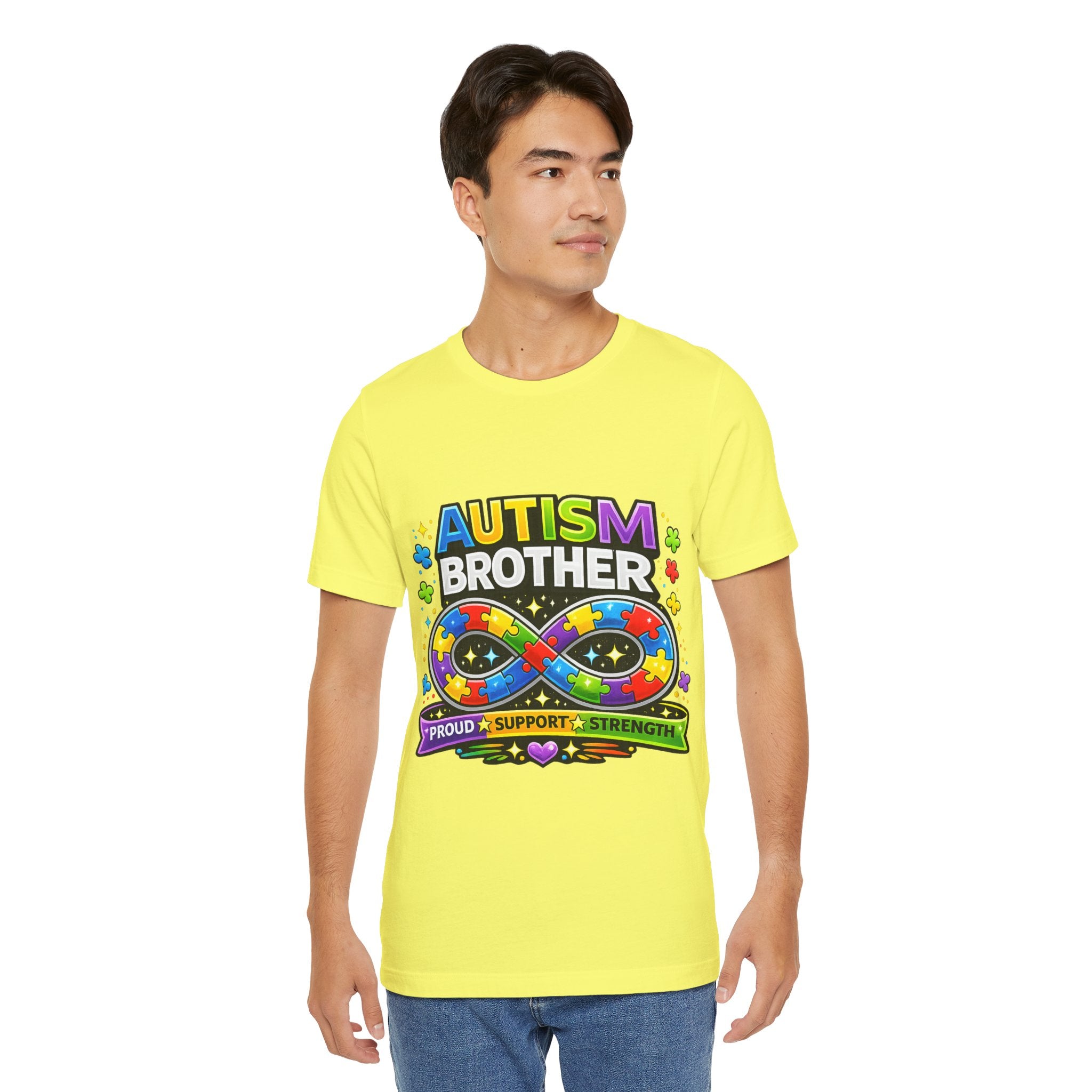 Autism Brother Infinity Puzzle Ribbon T-Shirt | Proud Support Strength