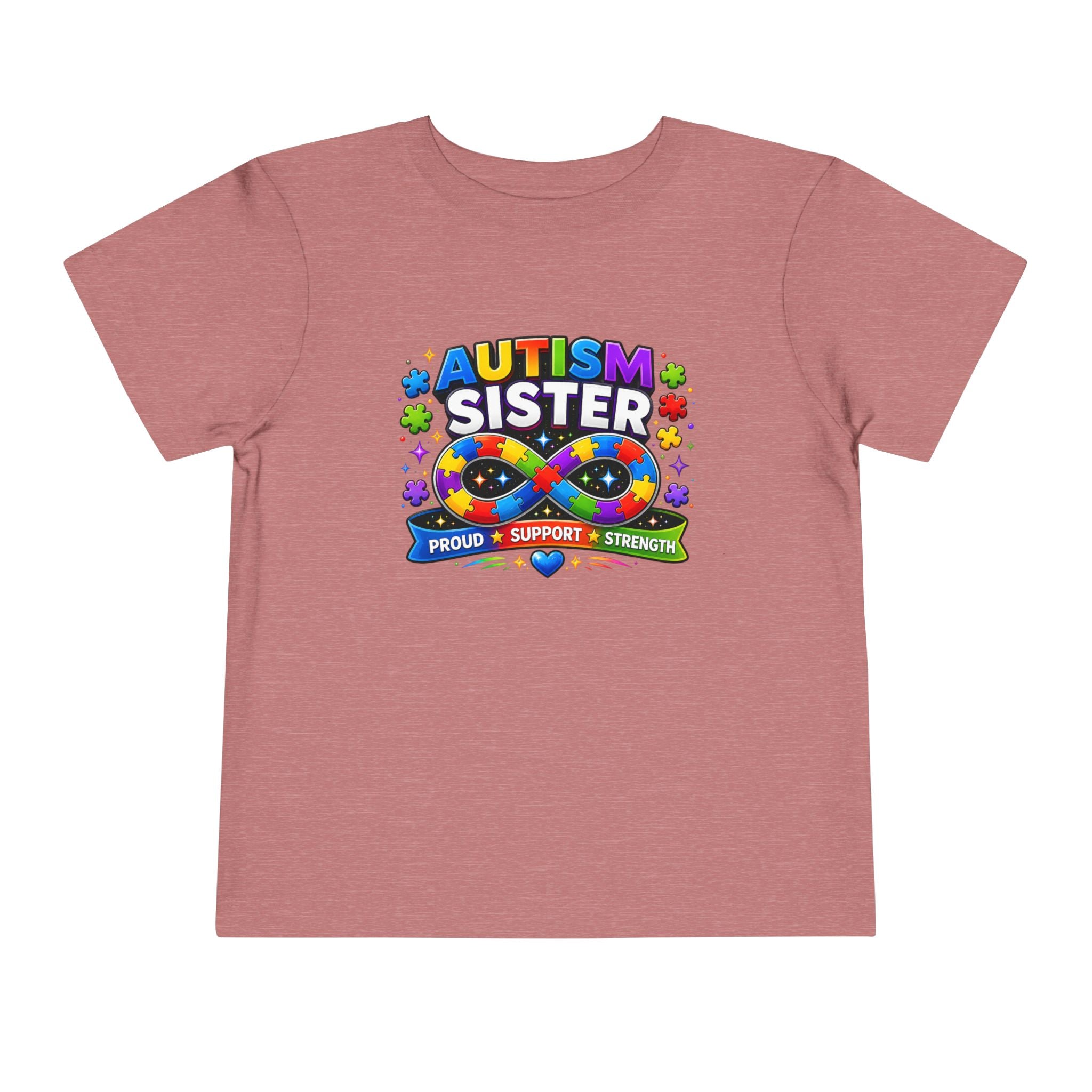 Autism Sister Toddler Tee — Proud Support Strength Puzzle Ribbon