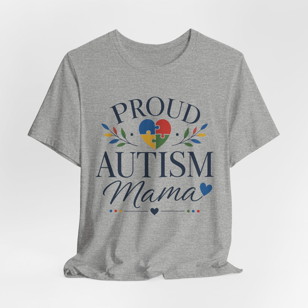Proud Autism Mama T-Shirt | Puzzle Heart Mom Tee