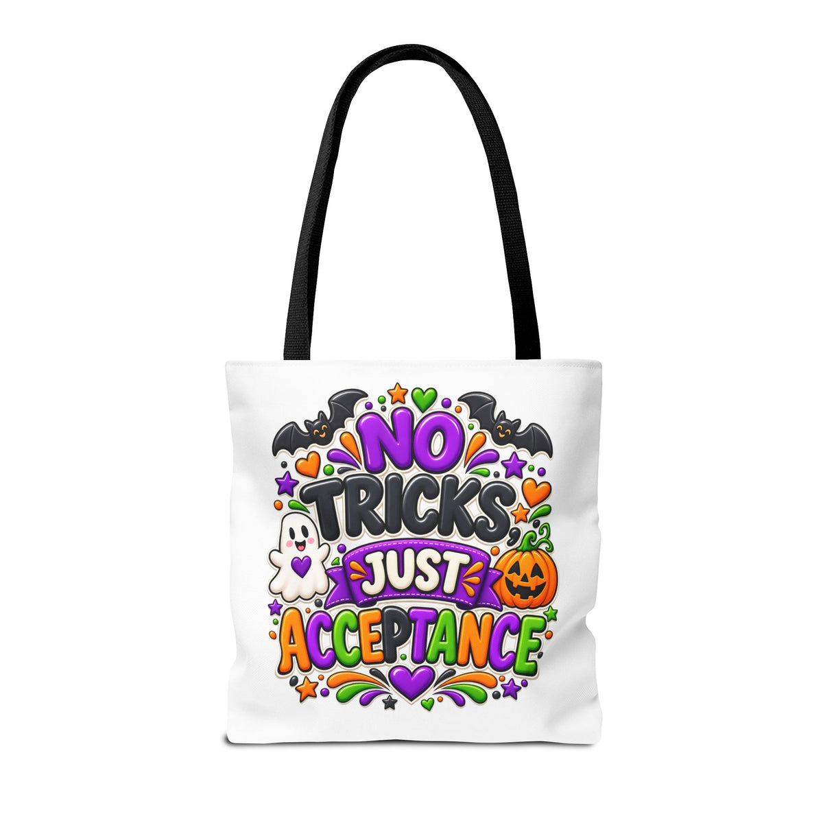 No Tricks Just Acceptance Tote Bag, Halloween Autism Awareness Bag, Autism Acceptance Canvas Tote, Inclusive Halloween Gift