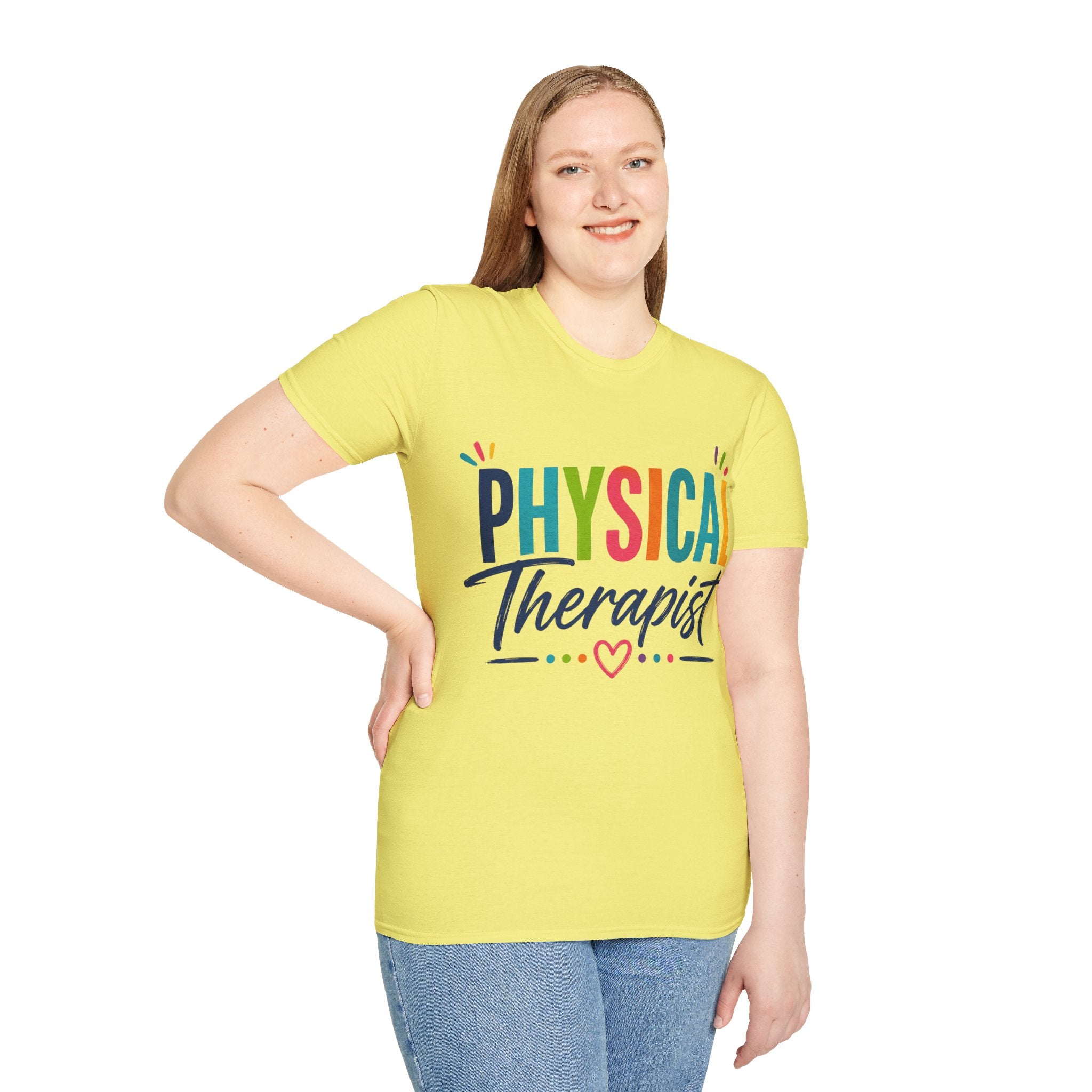 Physical Therapist Shirt | Colorful Typography Heart T-Shirt | Physical Therapy Gift | Healthcare Professional Apparel | Therapist Shirt