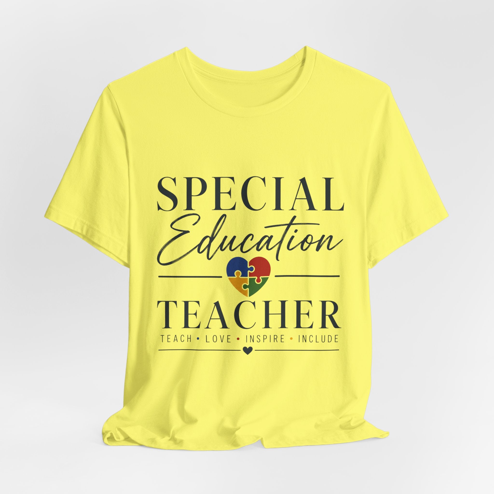 Special Education Teacher Shirt | Teach Love Inspire T-Shirt | Puzzle Heart Graphic Tee | Autism Acceptance Gift | Inclusive Teacher