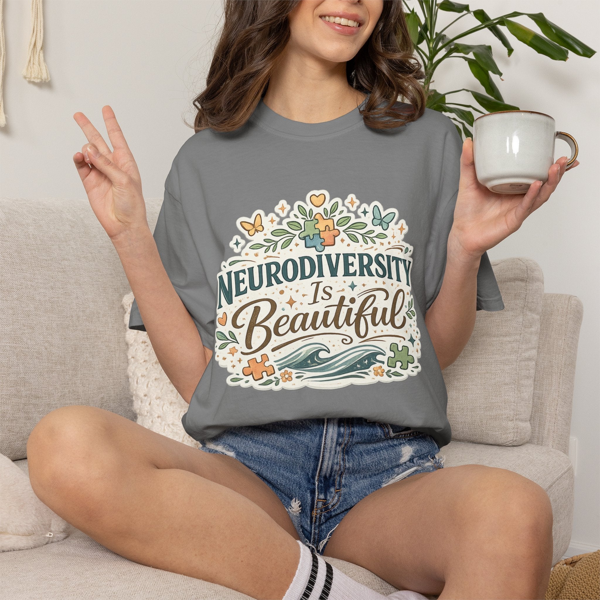Neurodiversity Is Beautiful T-shirt | Floral Wave Awareness Tee