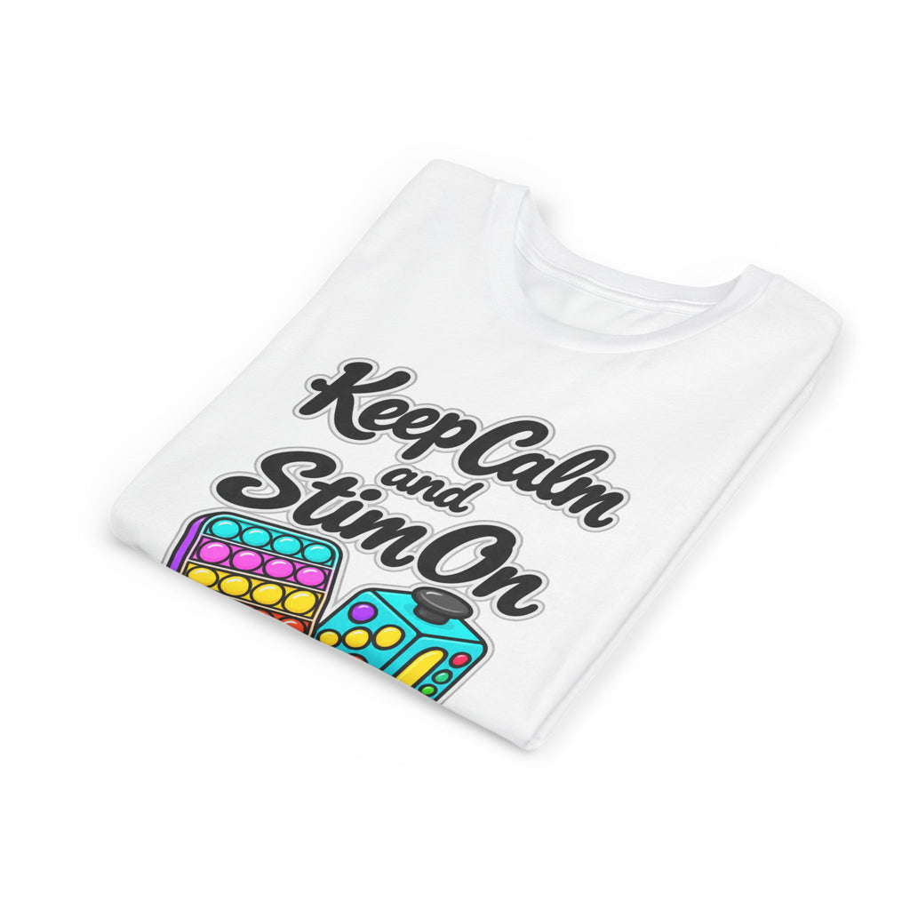 Keep Calm and Stim On Youth Shirt Autism Sensory T Shirt Neurodivergent Kids Tee Fidget Toy Gift Special Needs Awareness