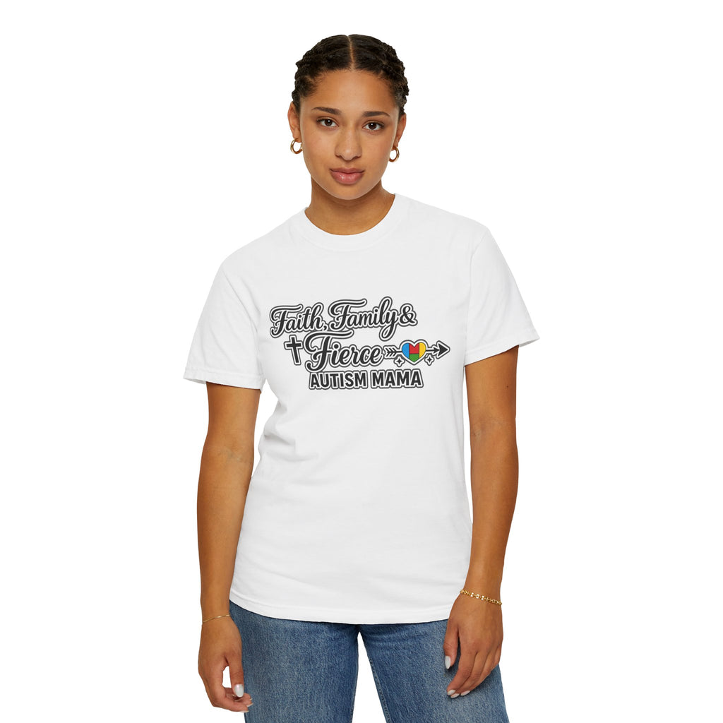 Faith Family Fierce Autism Mama Shirt, Autism Mom T-Shirt, Christian Autism Mom Gift, Fierce Mama Tee, Special Needs Mom Shirt