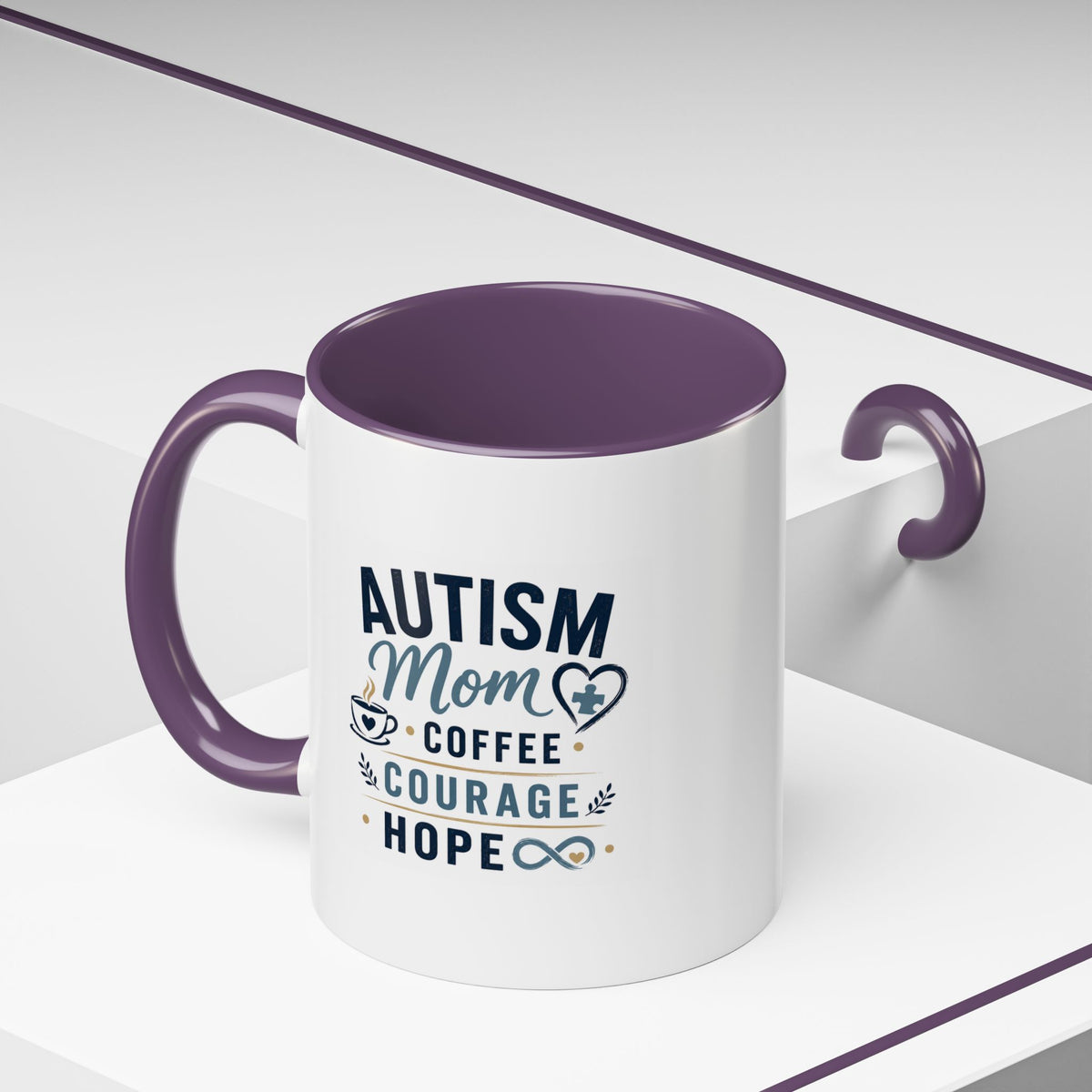 Autism Mom Coffee Mug | Accent Ceramic Mug 11oz  15oz | Puzzle Heart Infinity Design | Autism Awareness  Acceptance Gift | Special Needs