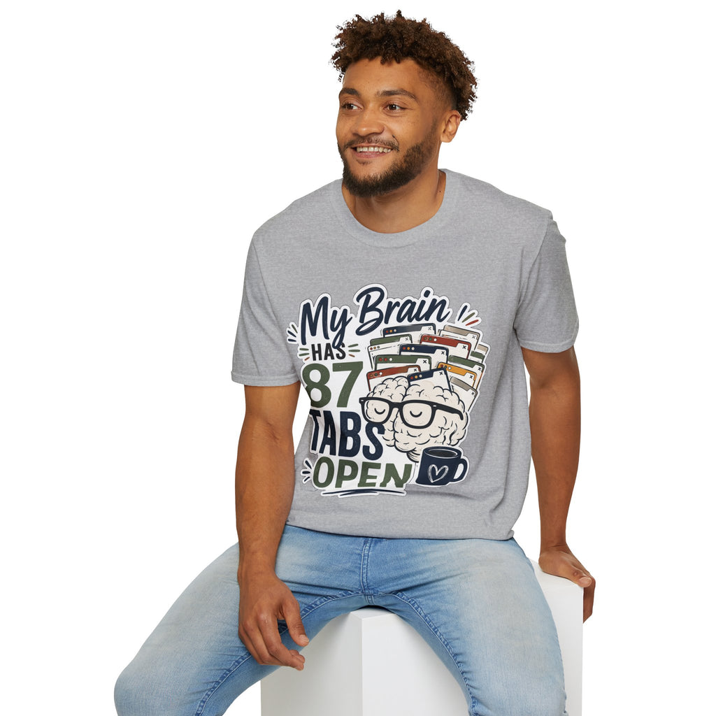 My Brain Has 87 Tabs Open Shirt | Funny ADHD T-Shirt | Overthinking Graphic Tee | Coffee Lover Shirt | Neurodivergent Humor | Mental Health