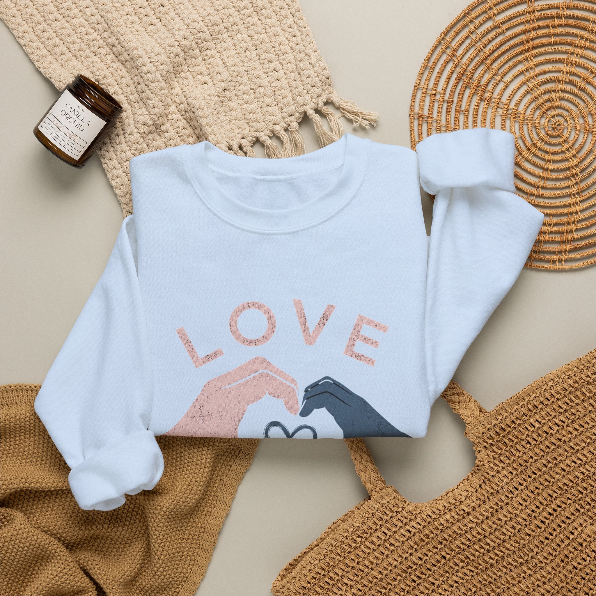 Autism Acceptance Sweatshirt | Love Makes Us Strong Crewneck | Heart Hands Sweatshirt | Neurodiversity Gift | Inclusion Apparel