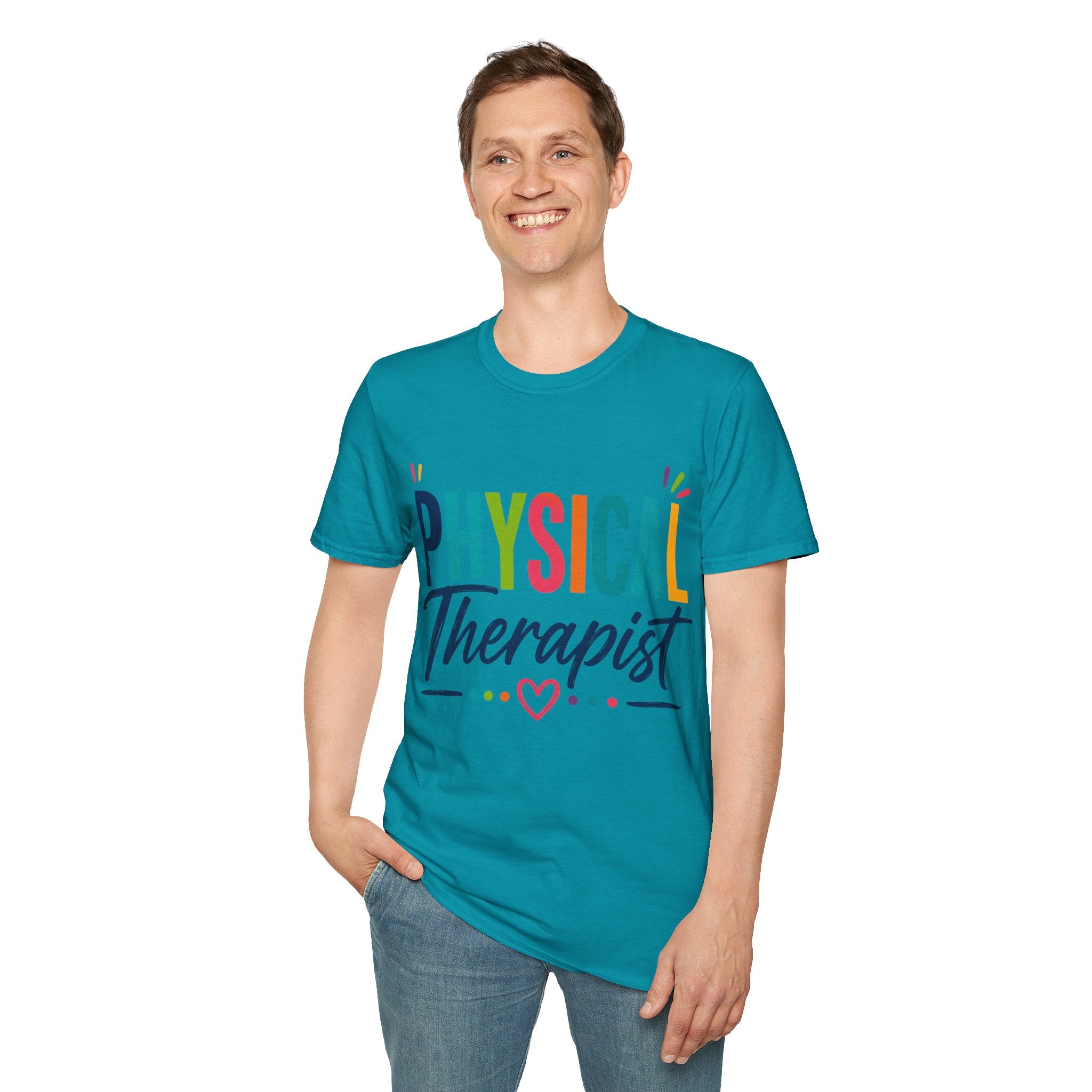 Physical Therapist Shirt | Colorful Typography Heart T-Shirt | Physical Therapy Gift | Healthcare Professional Apparel | Therapist Shirt
