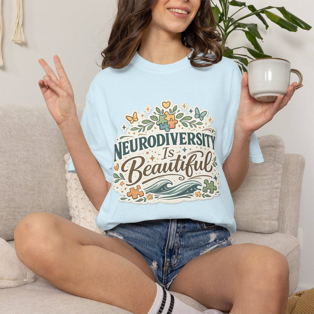 Neurodiversity Is Beautiful T-shirt | Floral Wave Awareness Tee