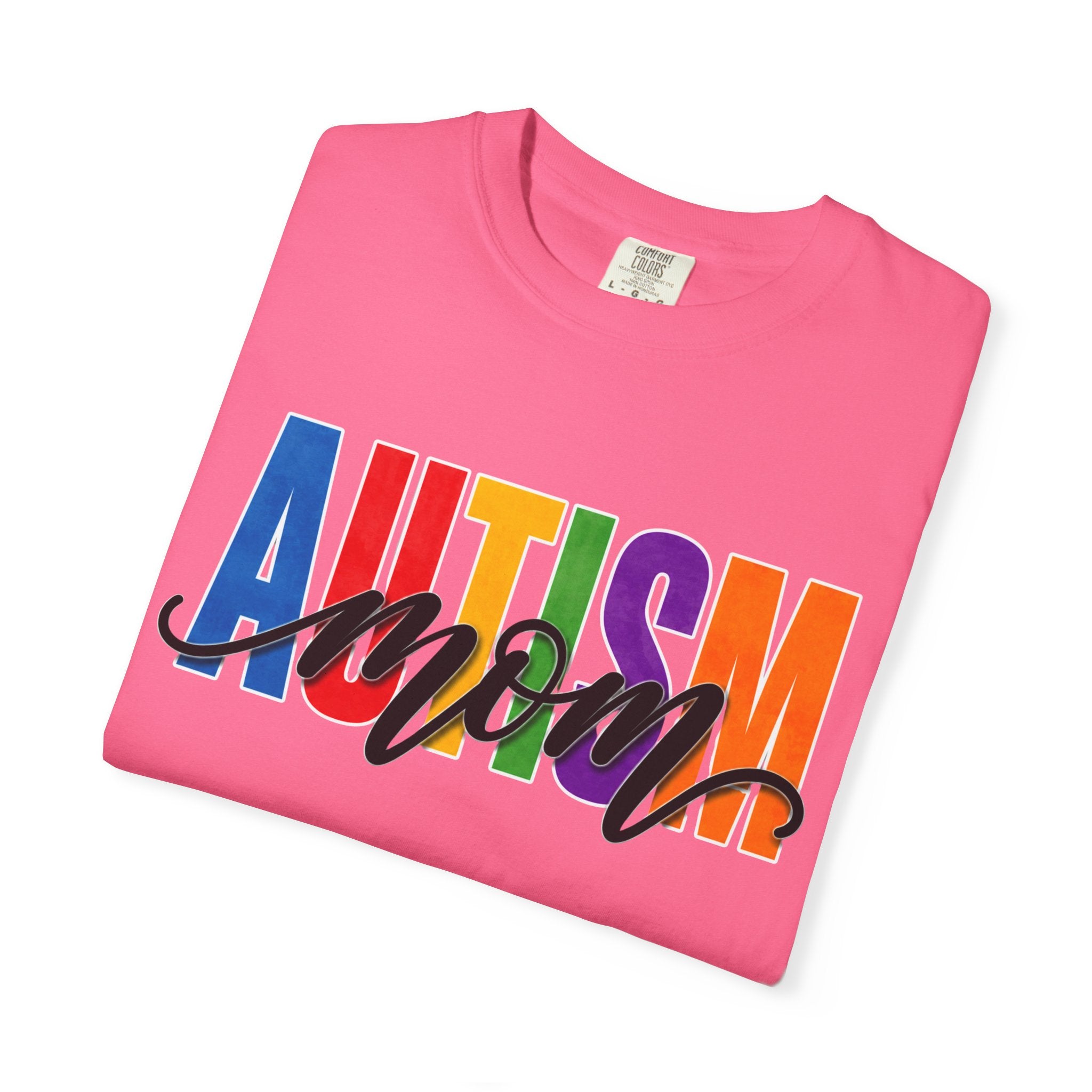 Autism Mom Shirt Autism Mom T Shirt Rainbow Block Letter Tee Script Mom Graphic Autism Awareness Autism Acceptance Gift for Mom