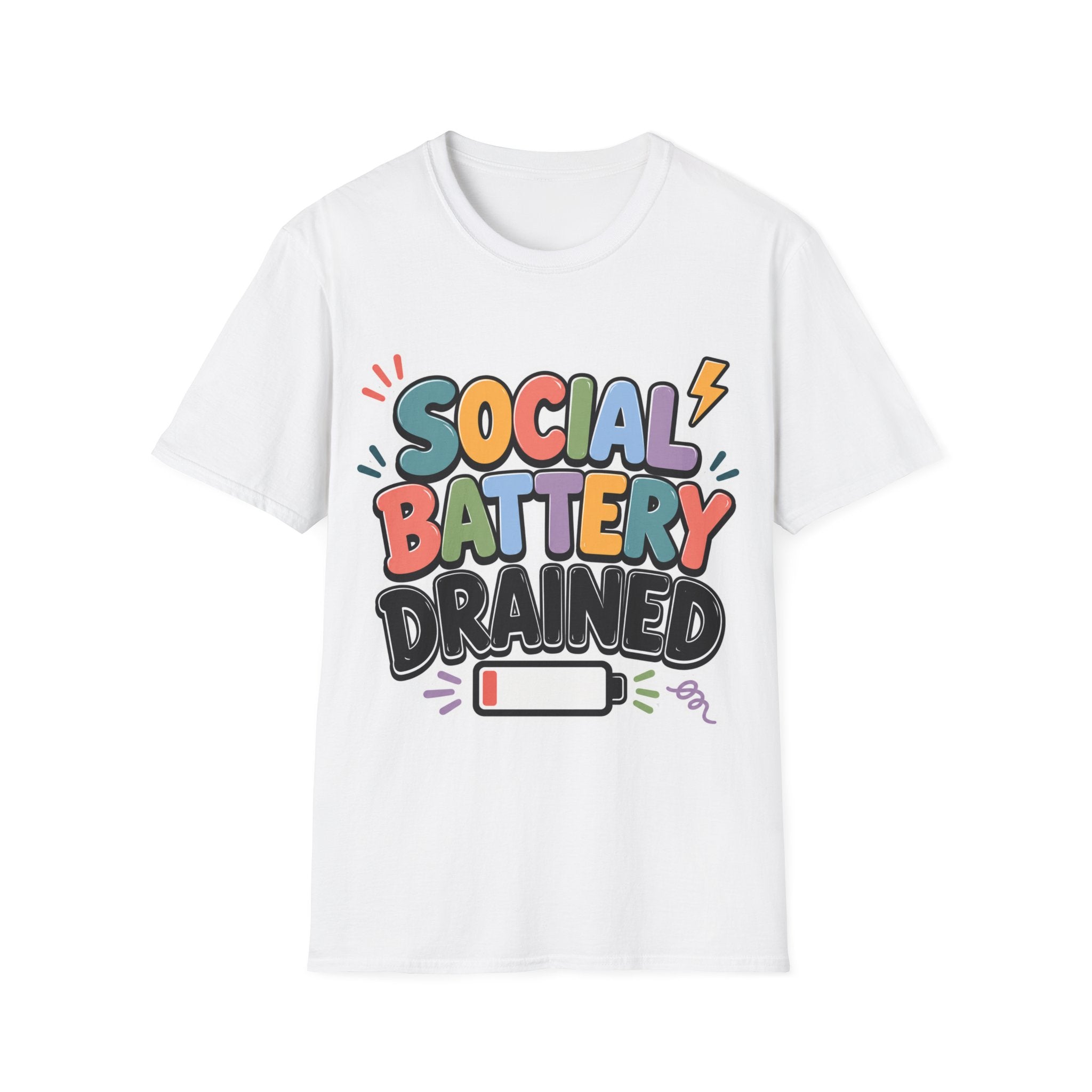 Social Battery Drained T-Shirt — Funny Introvert Graphic Tee
