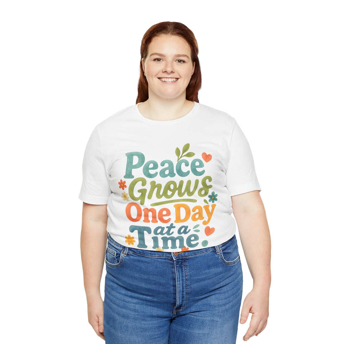 Peace Grows One Day at a Time Tee | Positive Quote Floral Typography