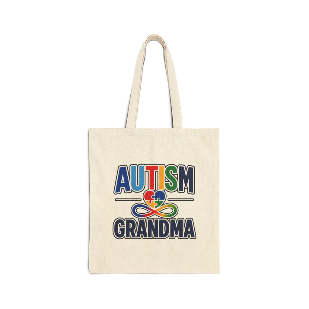 Autism Grandma Tote Bag | Puzzle Heart Infinity Design | Autism Awareness & Acceptance Gift | Reusable Canvas Book Bag | Special Needs