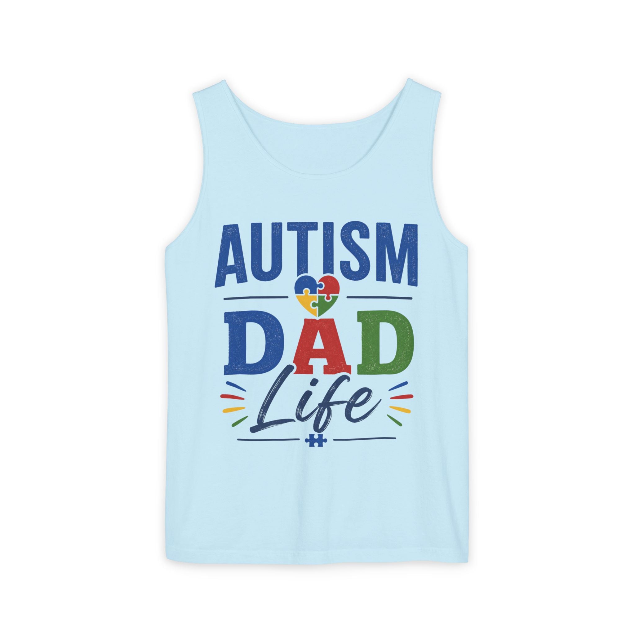 Autism Dad Life Tank Top | Awareness Puzzle Heart, Father Support