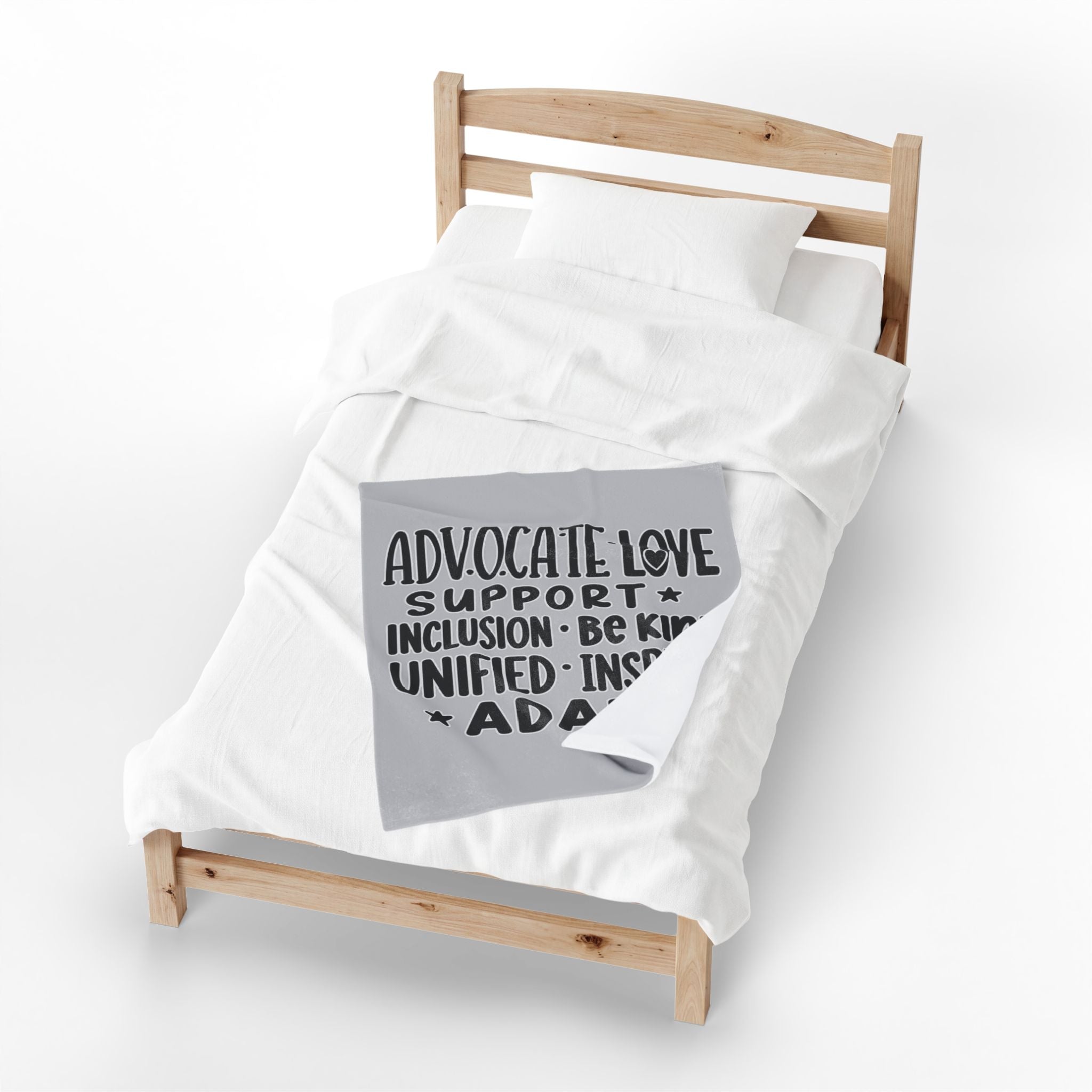 Advocate Support Inclusion Love Velveteen Blanket, Inspiring Word Art Throw, Disability Awareness Gift, Inclusive Cozy Home Decor