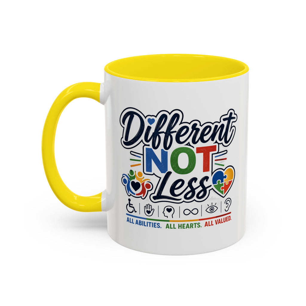 Different Not Less Accent Coffee Mug – Disability Pride Inspirational 11/15oz