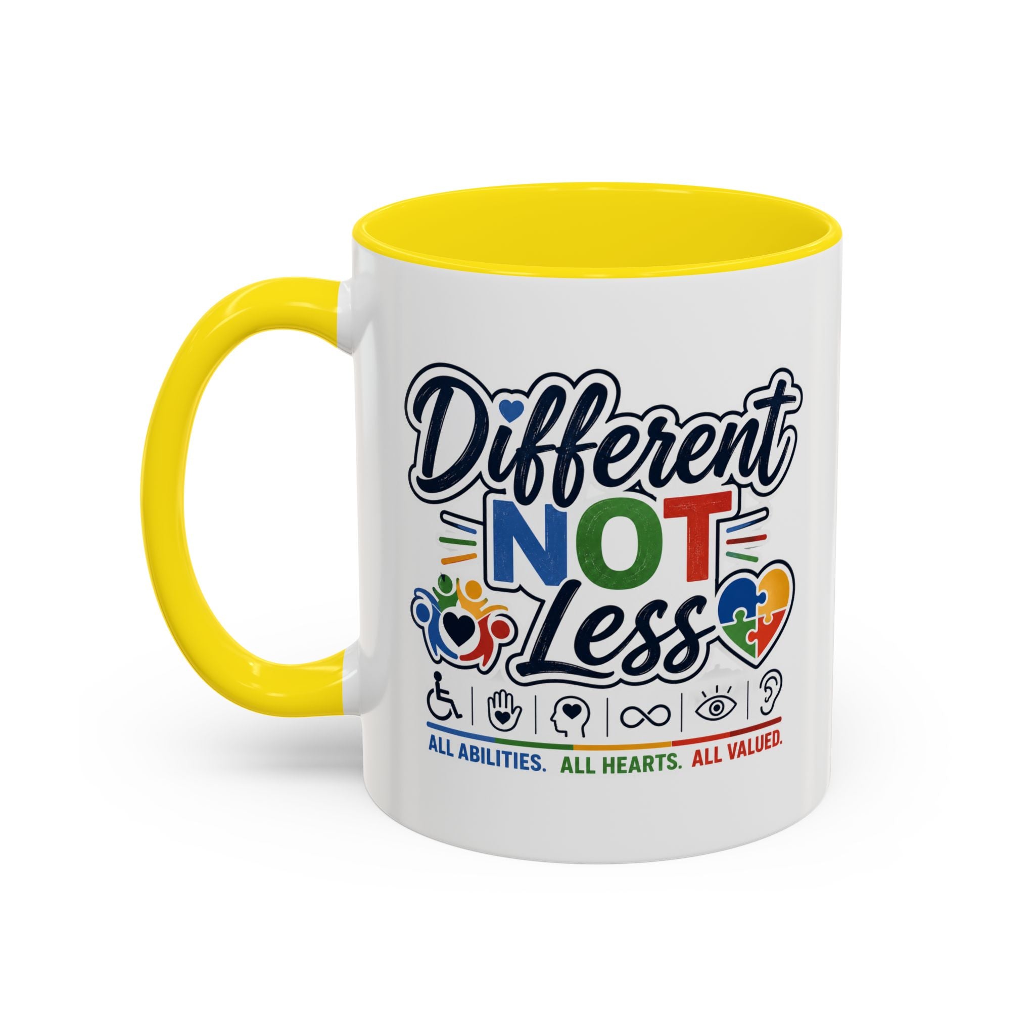 Different Not Less Accent Coffee Mug – Disability Pride Inspirational 11/15oz