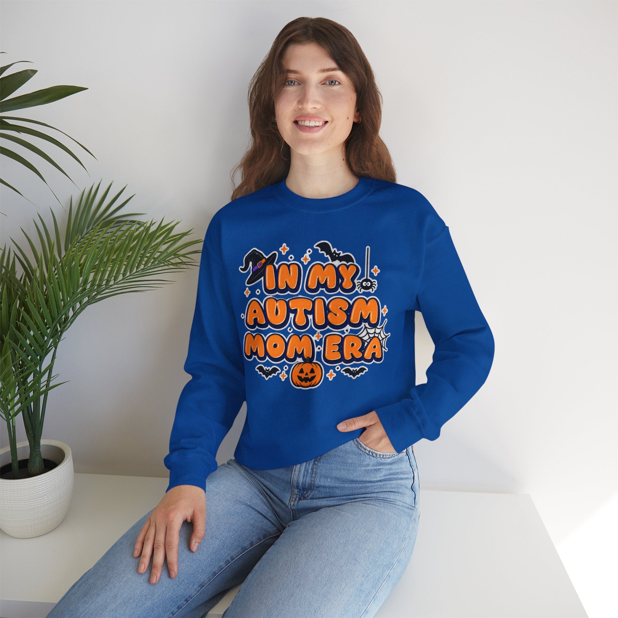 In My Autism Mom Era Sweatshirt, Halloween Pumpkin Bats Witch Hat Crewneck, Autism Awareness Fall Shirt, Autism Mom Halloween Gift