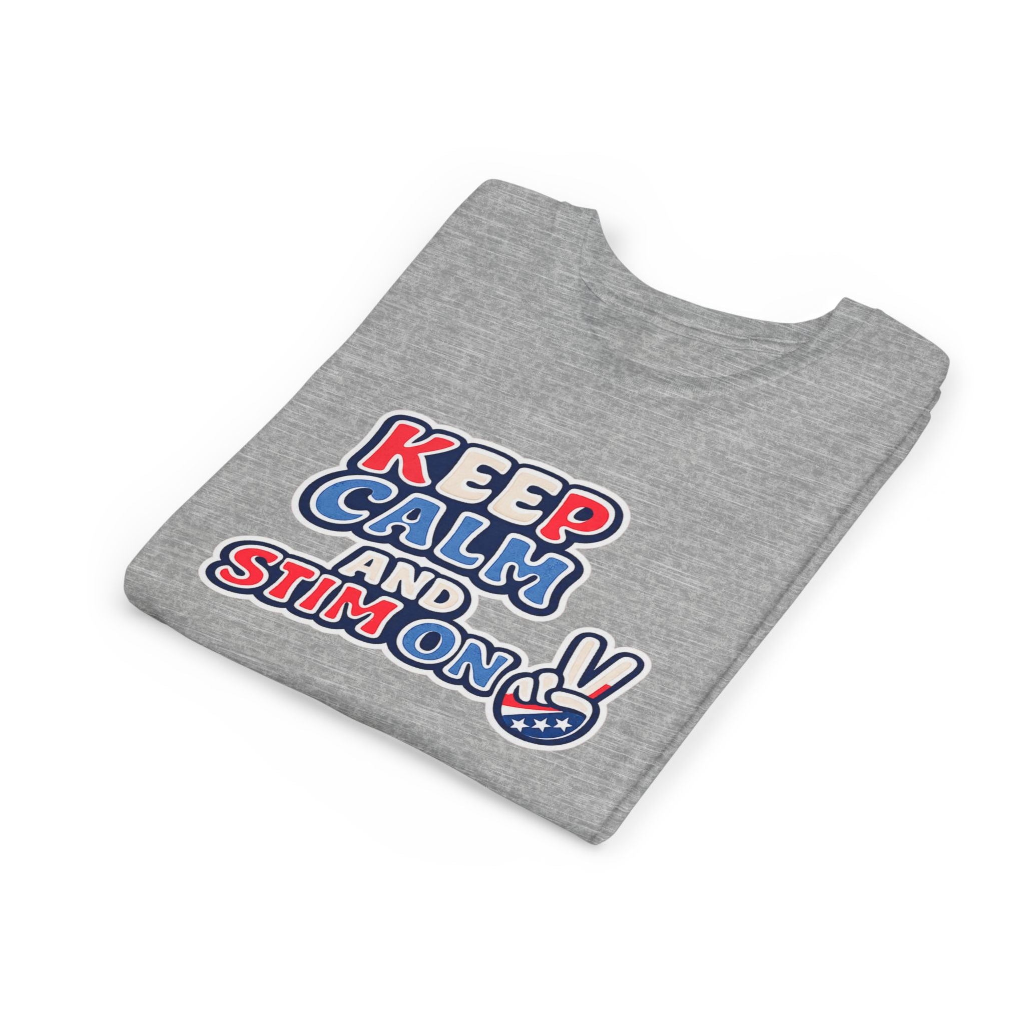 Keep Calm and Stim On Youth Shirt Autism Awareness T Shirt Peace Sign Tee Neurodivergent Kids Sensory Shirt Special Needs Gift