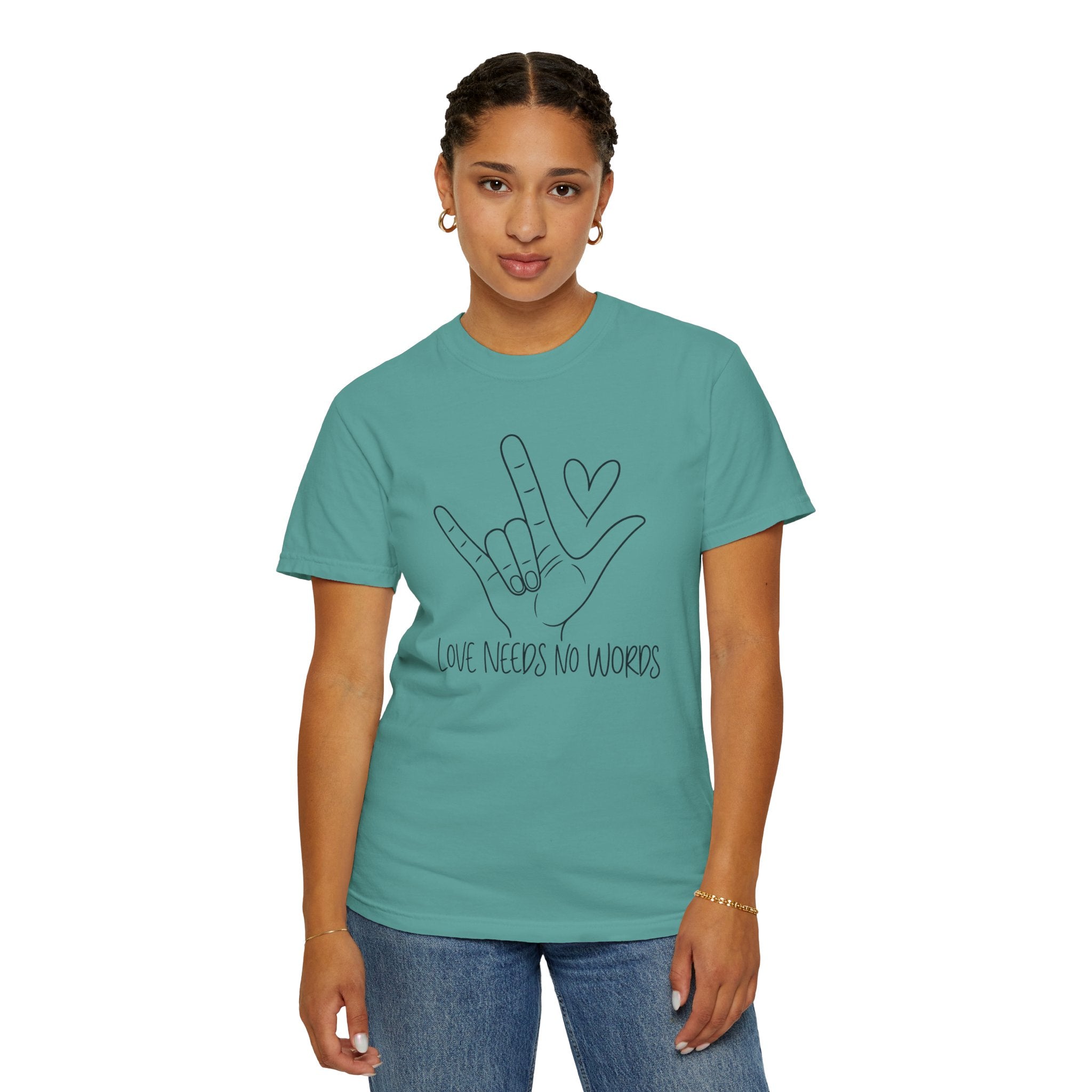 Love Needs No Words Shirt, ASL I Love You Hand Sign Tee, Autism Acceptance T-Shirt, Nonverbal Communication Gift, Sign Language Shirt