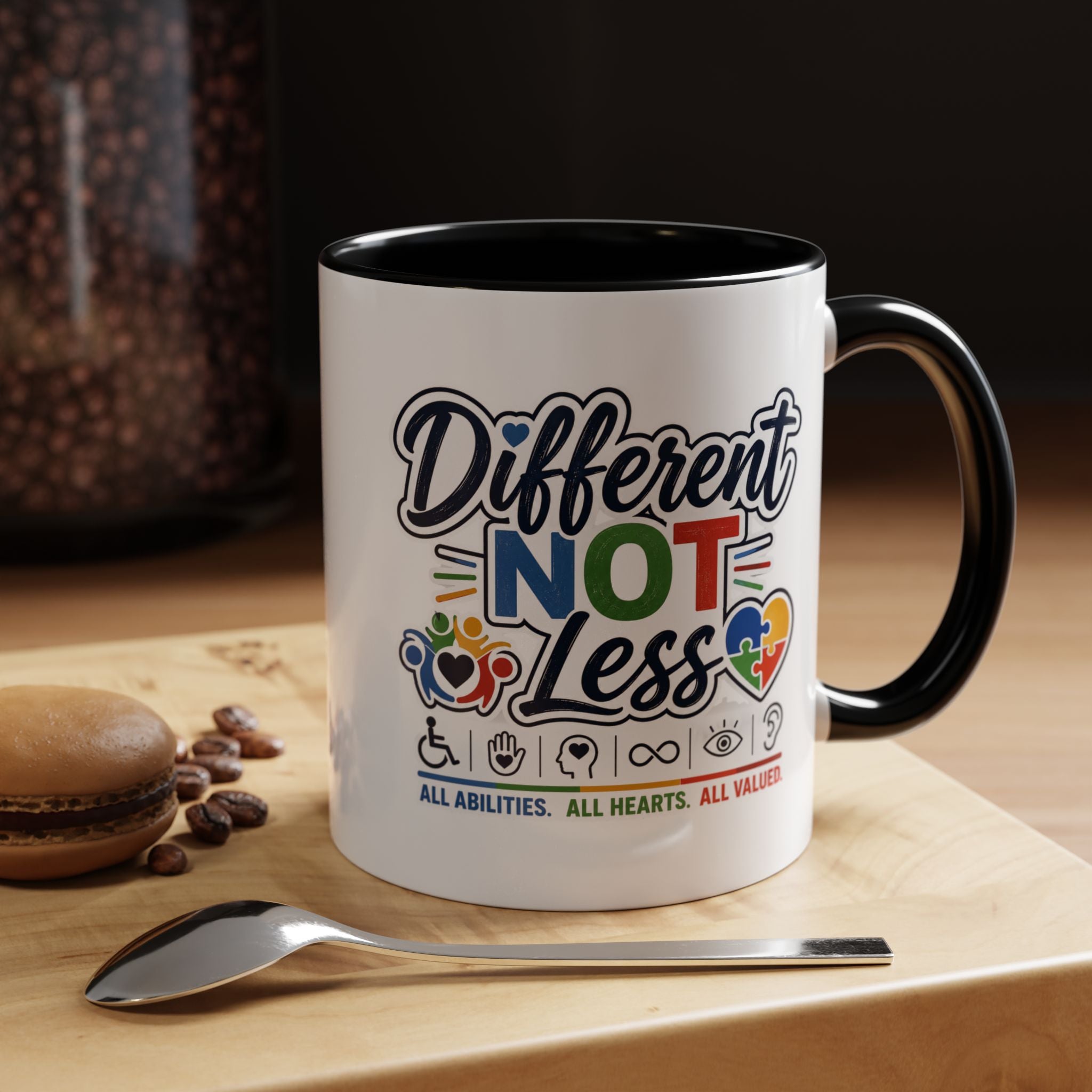 Different Not Less Accent Coffee Mug – Disability Pride Inspirational 11/15oz