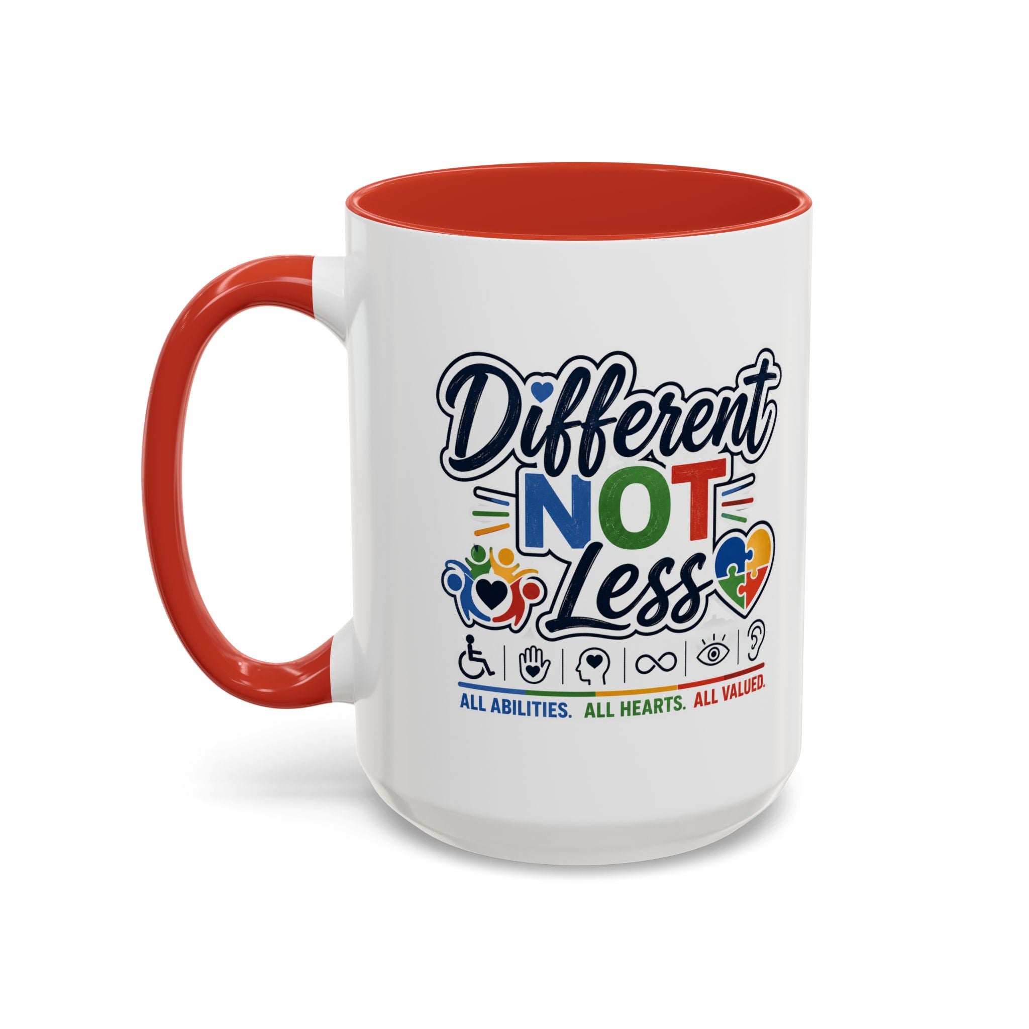 Different Not Less Accent Coffee Mug – Disability Pride Inspirational 11/15oz