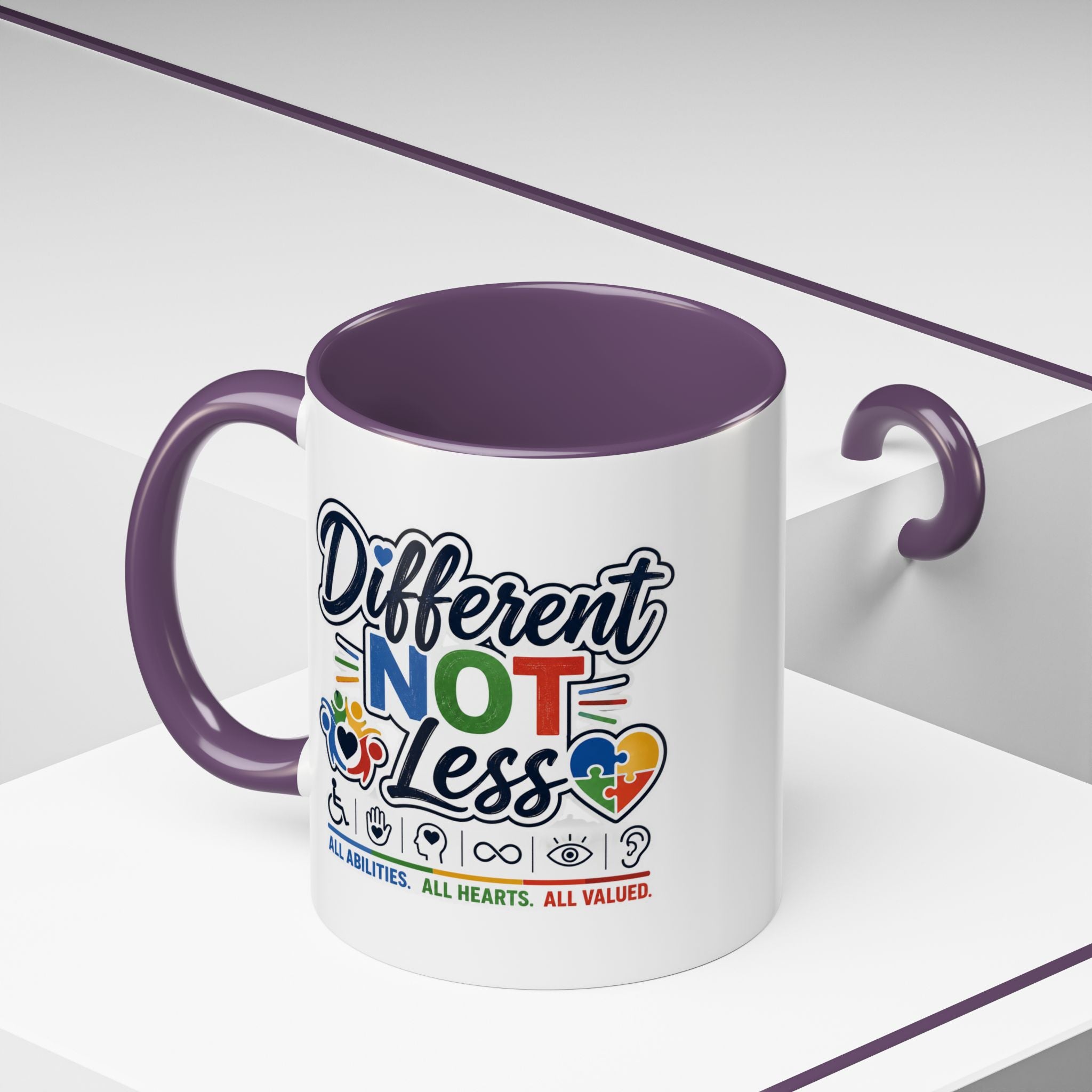 Different Not Less Accent Coffee Mug – Disability Pride Inspirational 11/15oz