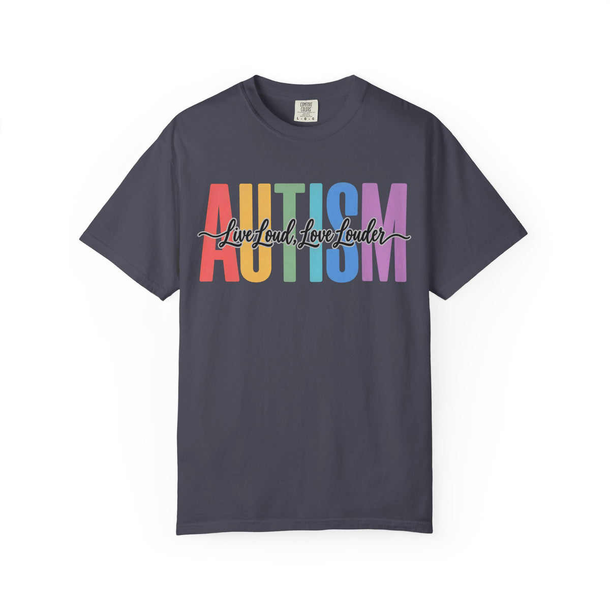 Autism Rainbow Block Text T-Shirt, Live Loud Live Louder Tee, Autism Awareness Colorful Shirt, Autism Acceptance Gift