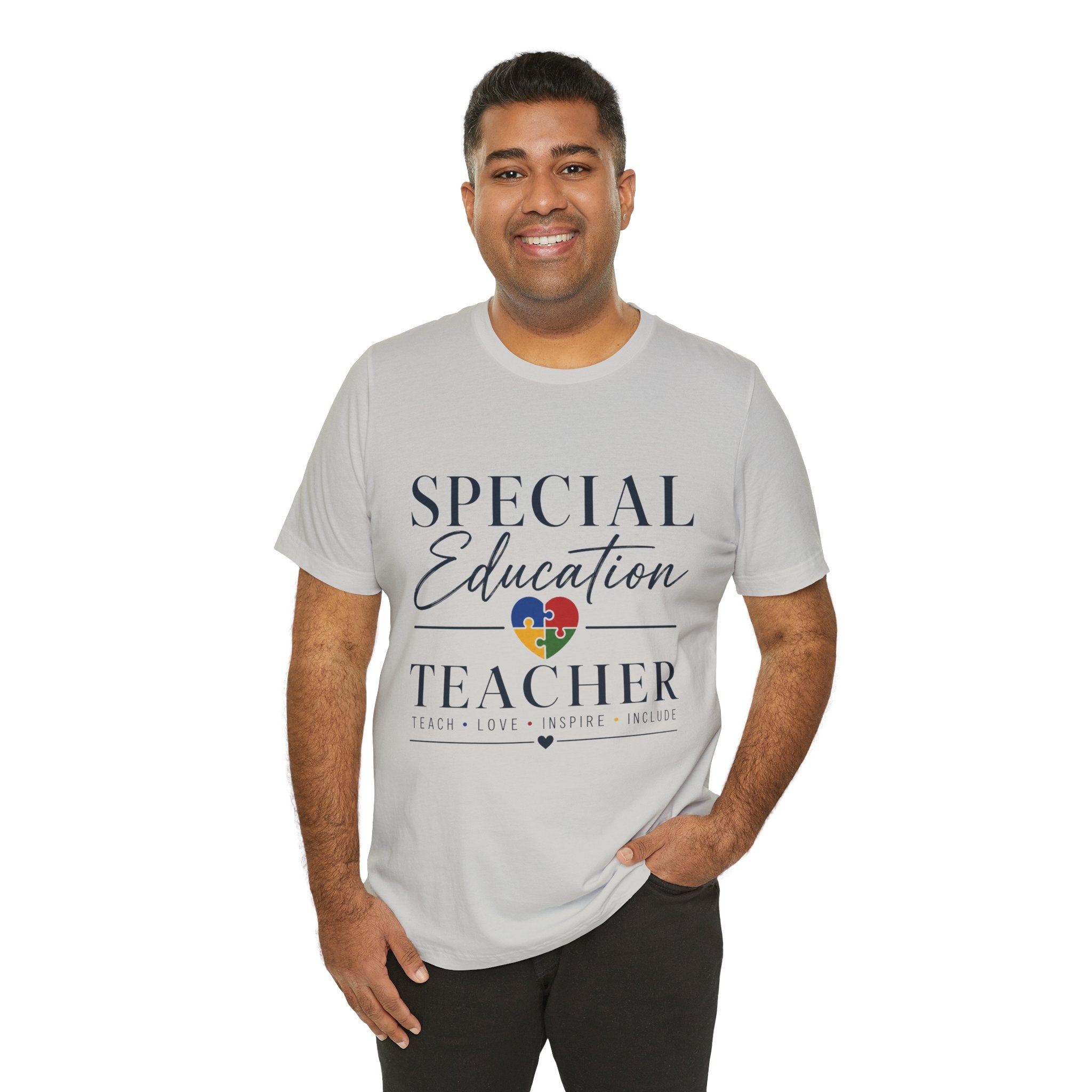 Special Education Teacher Shirt | Teach Love Inspire T-Shirt | Puzzle Heart Graphic Tee | Autism Acceptance Gift | Inclusive Teacher