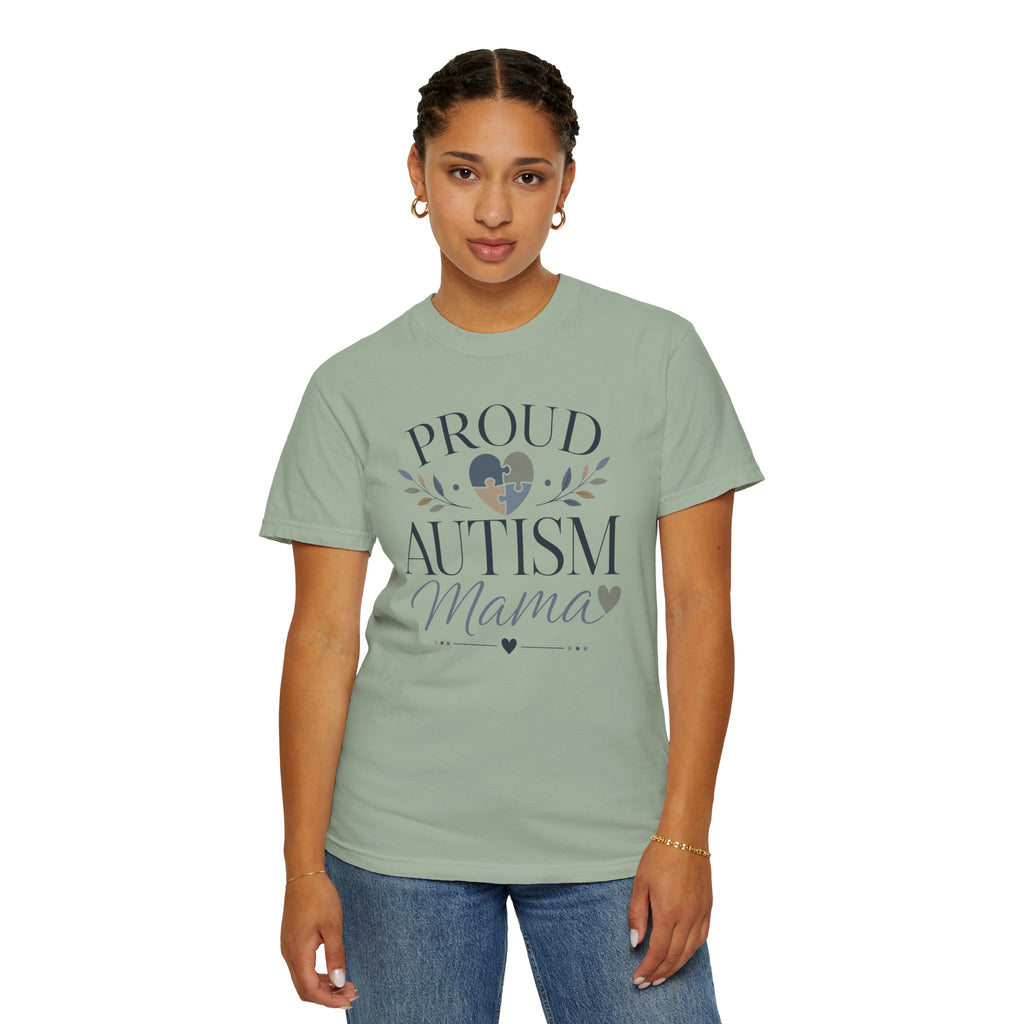 Autism Mama T-Shirt, Proud Autism Mom Shirt with Puzzle Heart Design, Autism Awareness & Acceptance Gift