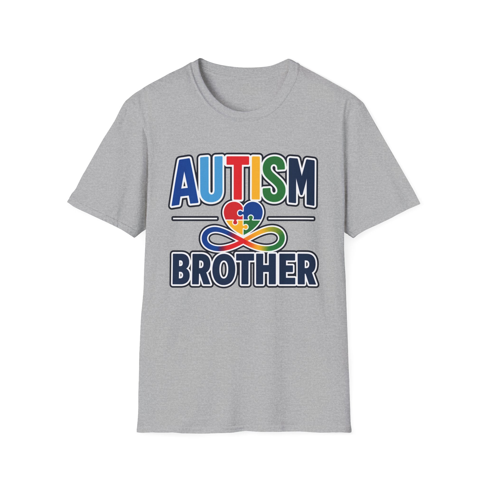 Autism Puzzle Heart Brother T-Shirt | Rainbow Awareness Tee