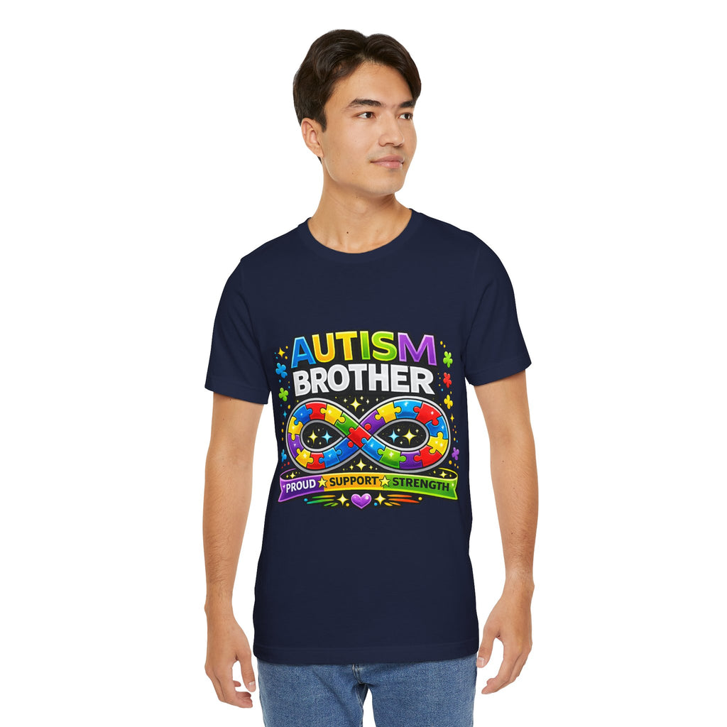Autism Brother Infinity Puzzle Ribbon T-Shirt | Proud Support Strength