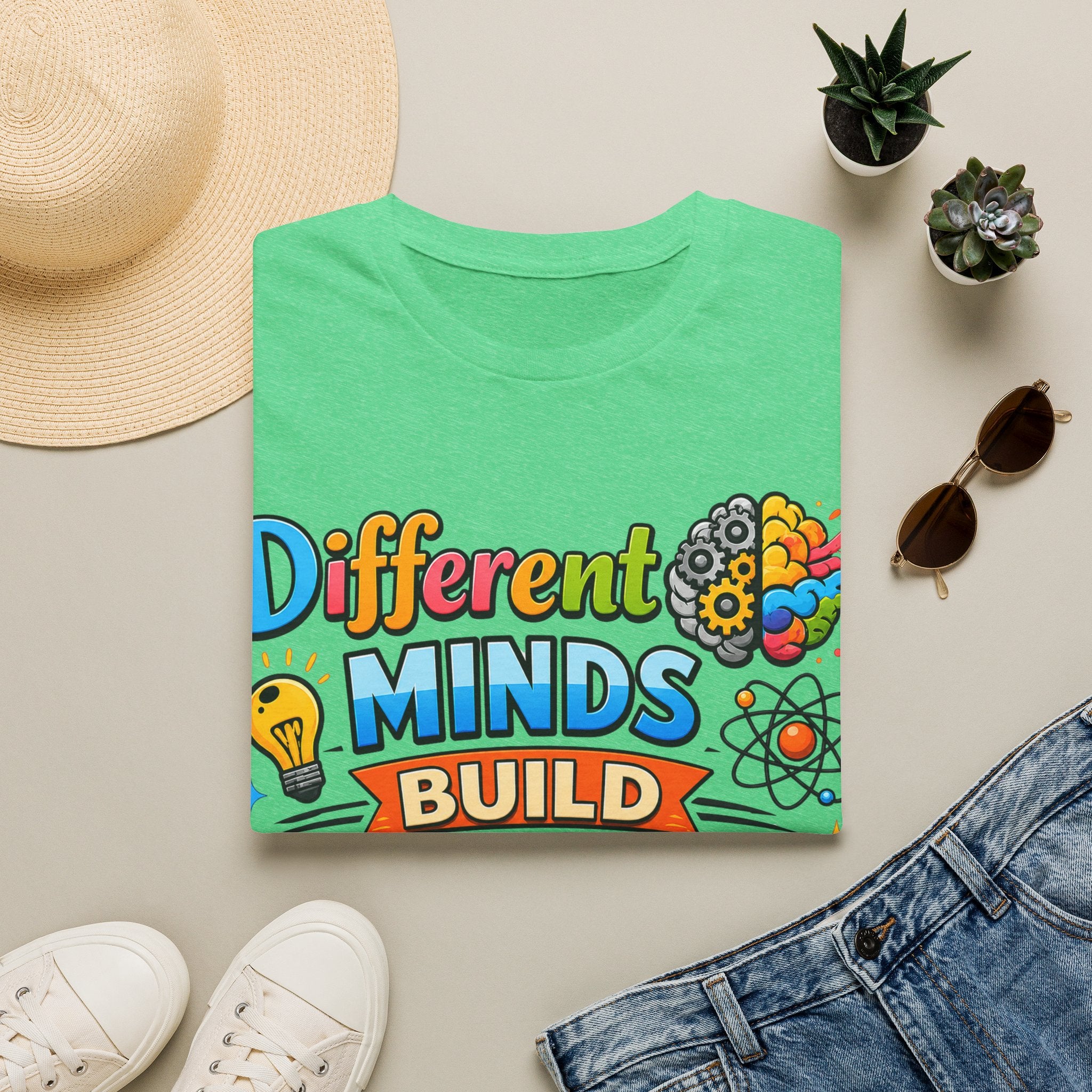 Different Minds Build Better Worlds T-Shirt | Inclusive Neurodiversity Tee