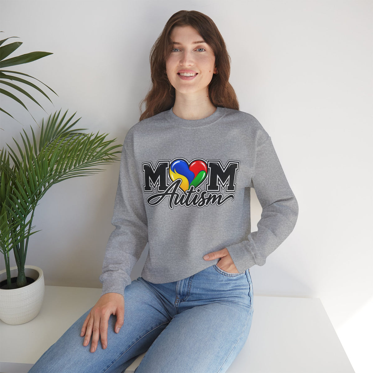 Mom Autism Crewneck, Puzzle Heart Awareness Sweatshirt, Autism Mom Gift Hoodie, Autism Acceptance Family Apparel