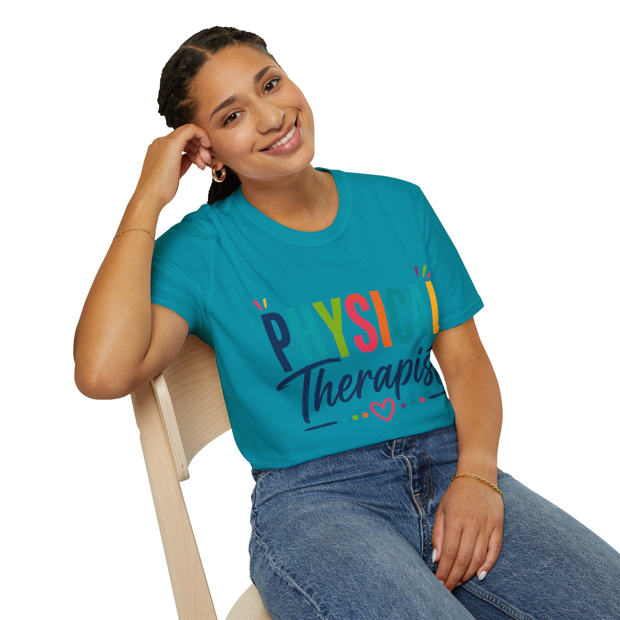 Physical Therapist Shirt | Colorful Typography Heart T-Shirt | Physical Therapy Gift | Healthcare Professional Apparel | Therapist Shirt