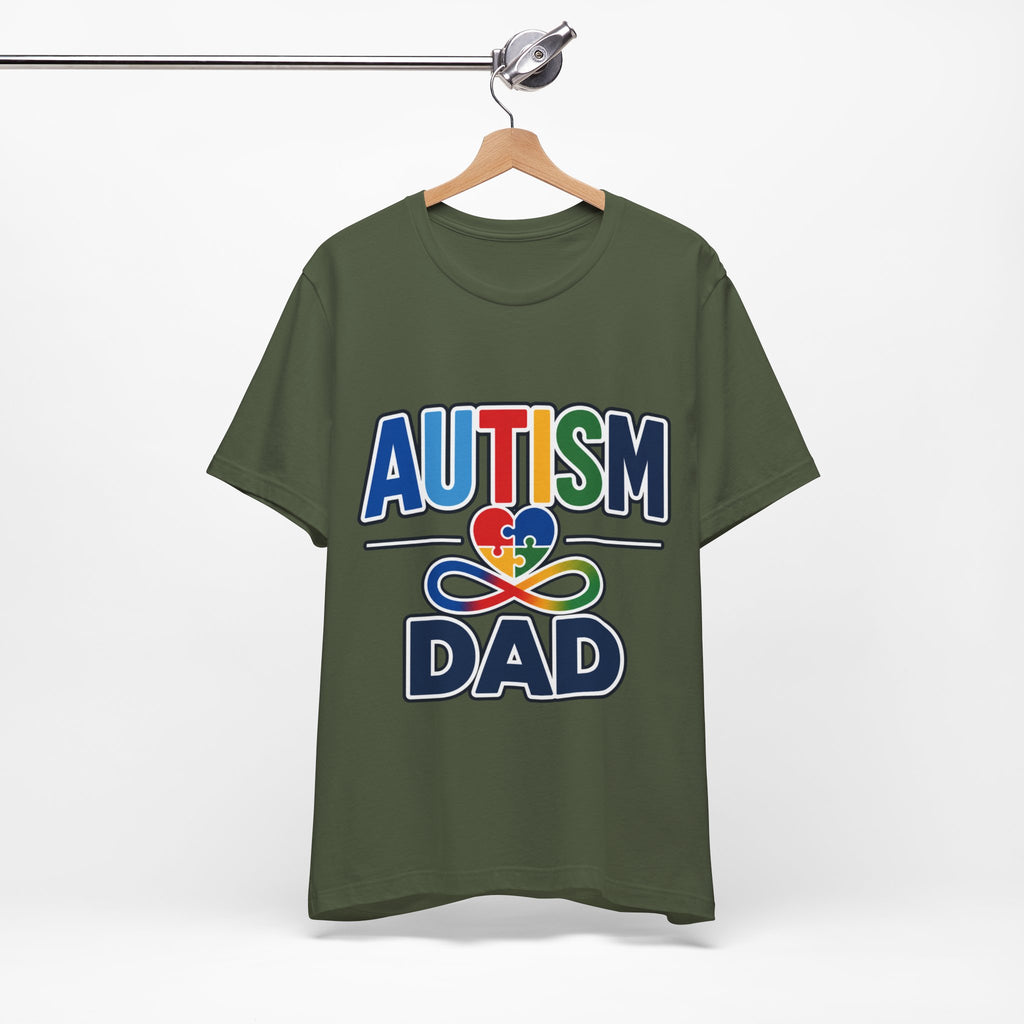 Autism Dad Shirt | Proud Autism Father T-Shirt | Colorful Puzzle Heart Infinity Design | Autism Awareness Gift for Dad | Autism Acceptance Tee