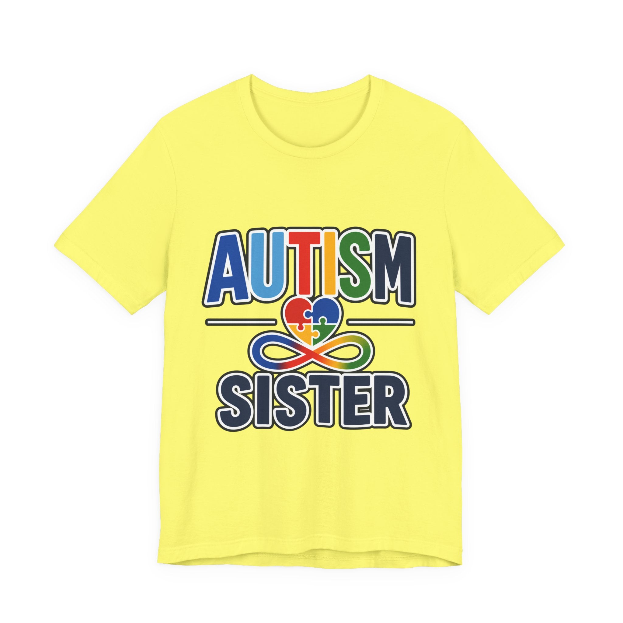 Autism Sister Shirt | Rainbow Puzzle Heart Infinity T-Shirt | Proud Autism Sibling Tee | Autism Awareness & Acceptance Gift for Sister